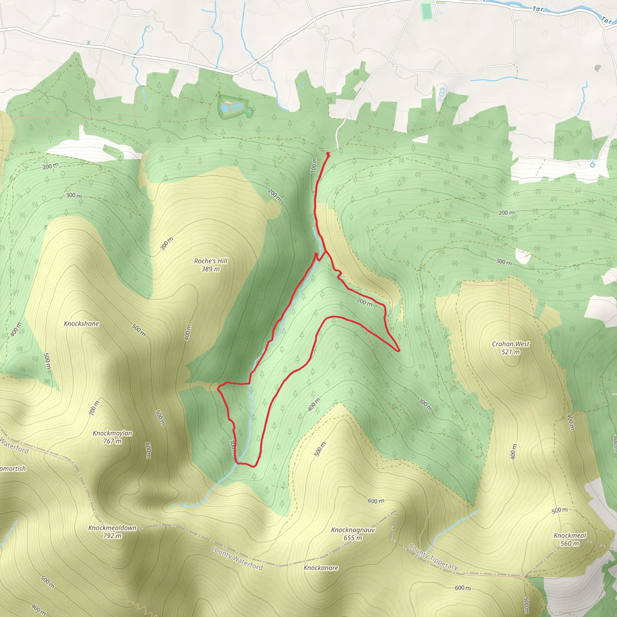 Knockmealdowns Trails - Knockmealdown Lakes Loop mobile static map