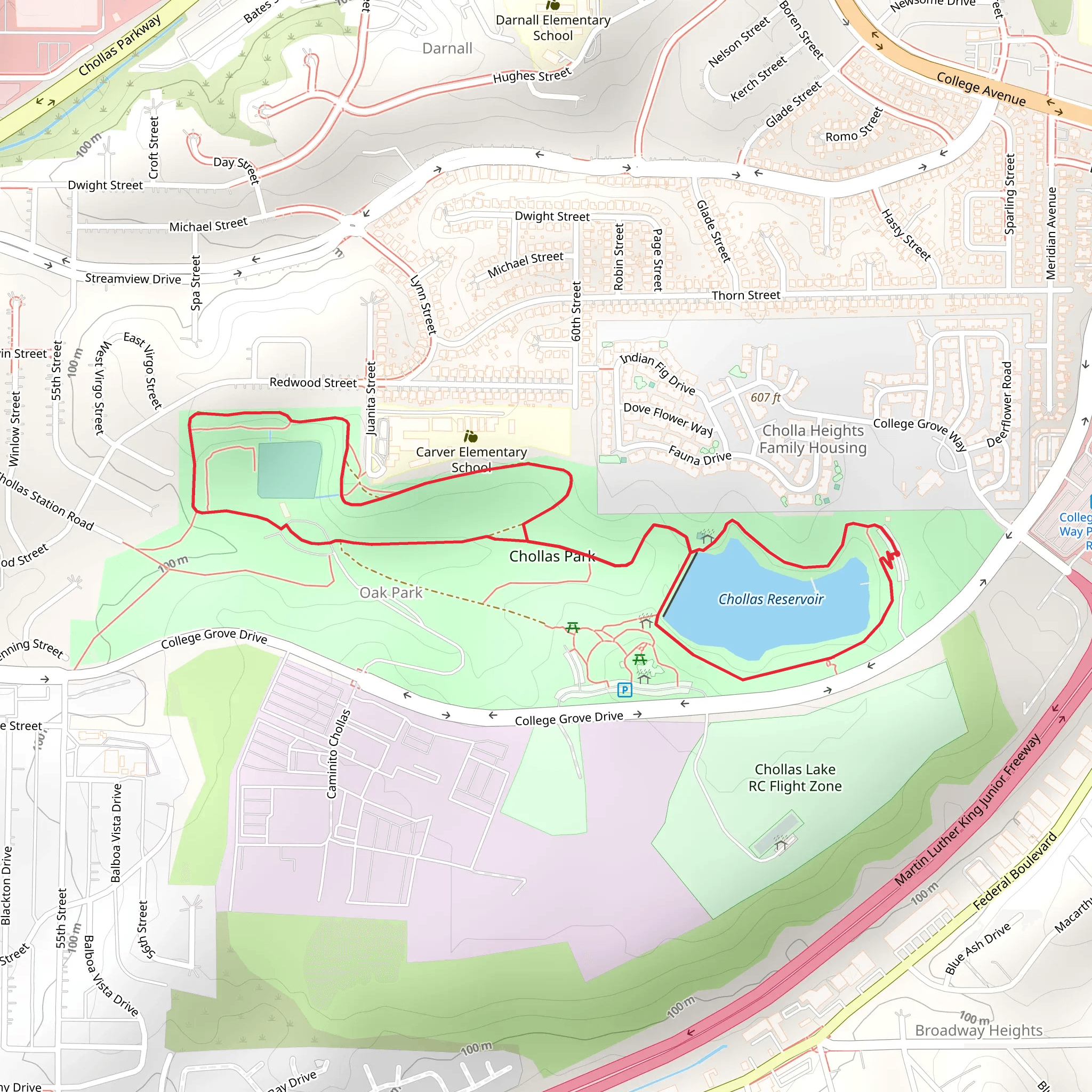 Chollas Reservoir Loop mobile static map