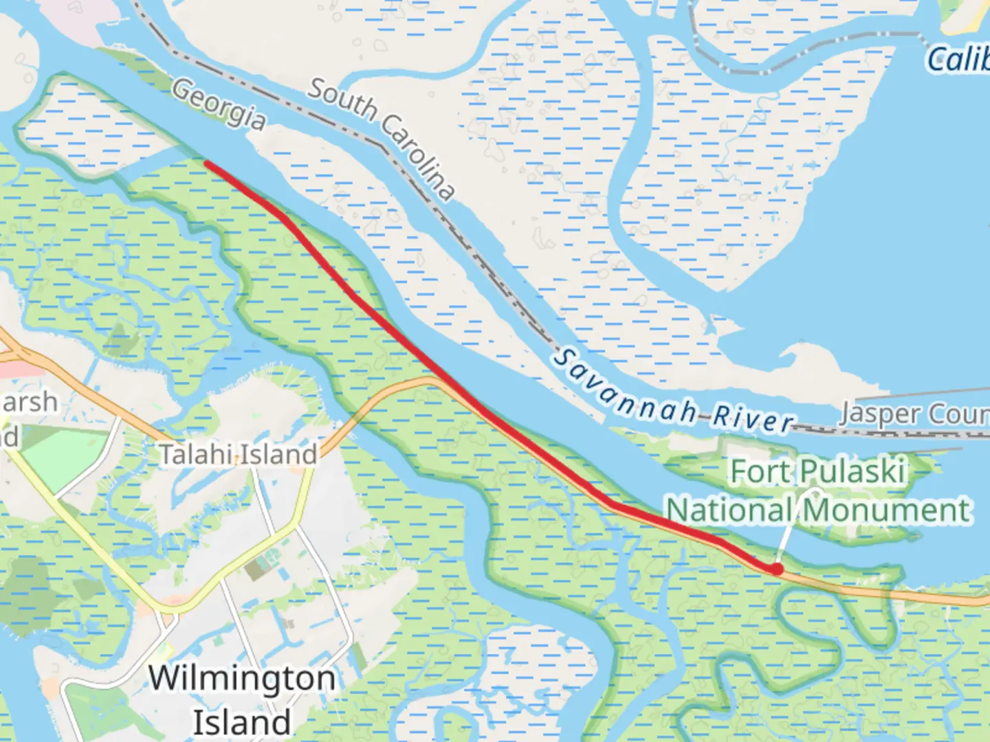 An image depicting the trail Elba Island Cut and its surrounding area.