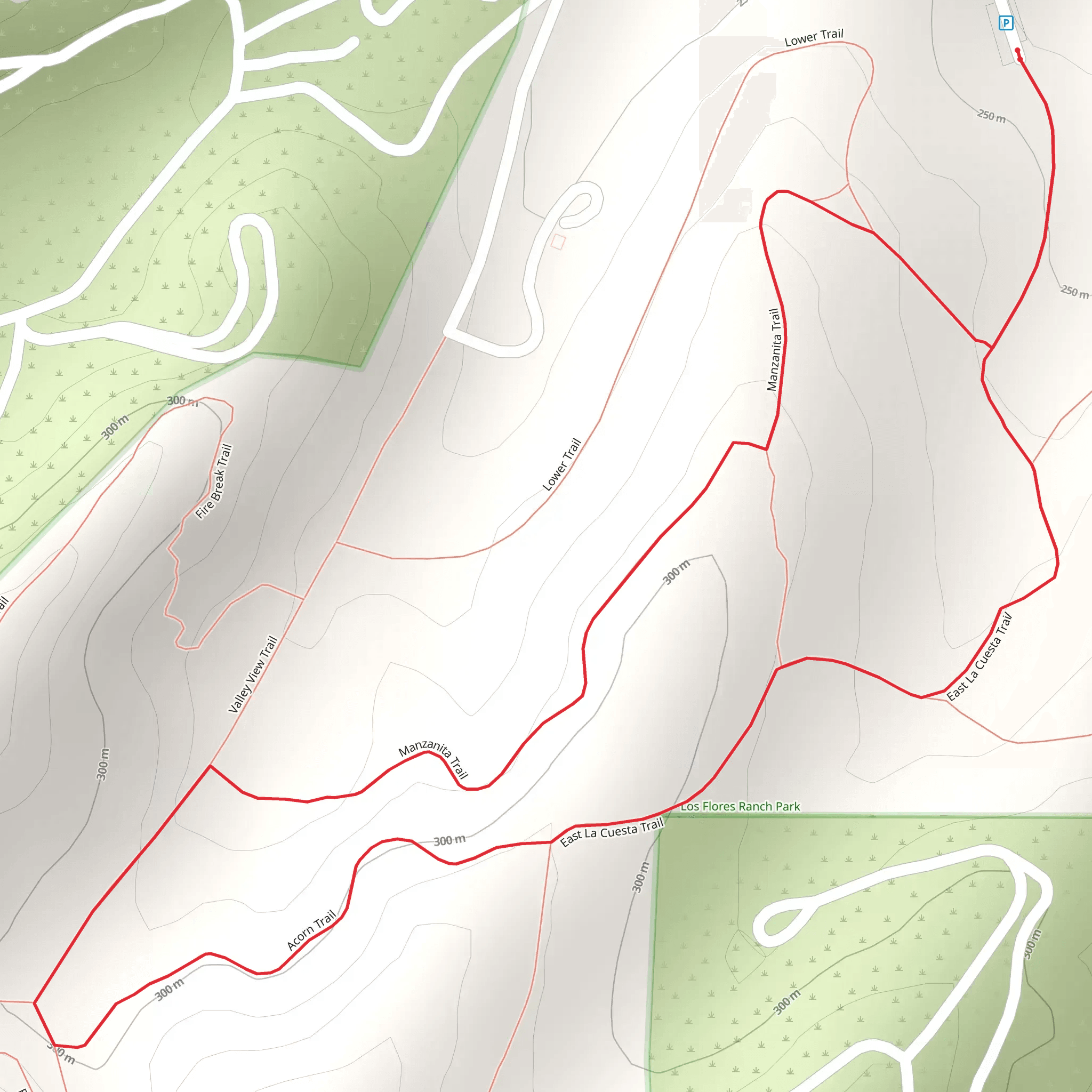 Manzanita, Acorn and east La Cuesta Loop Trail mobile static map