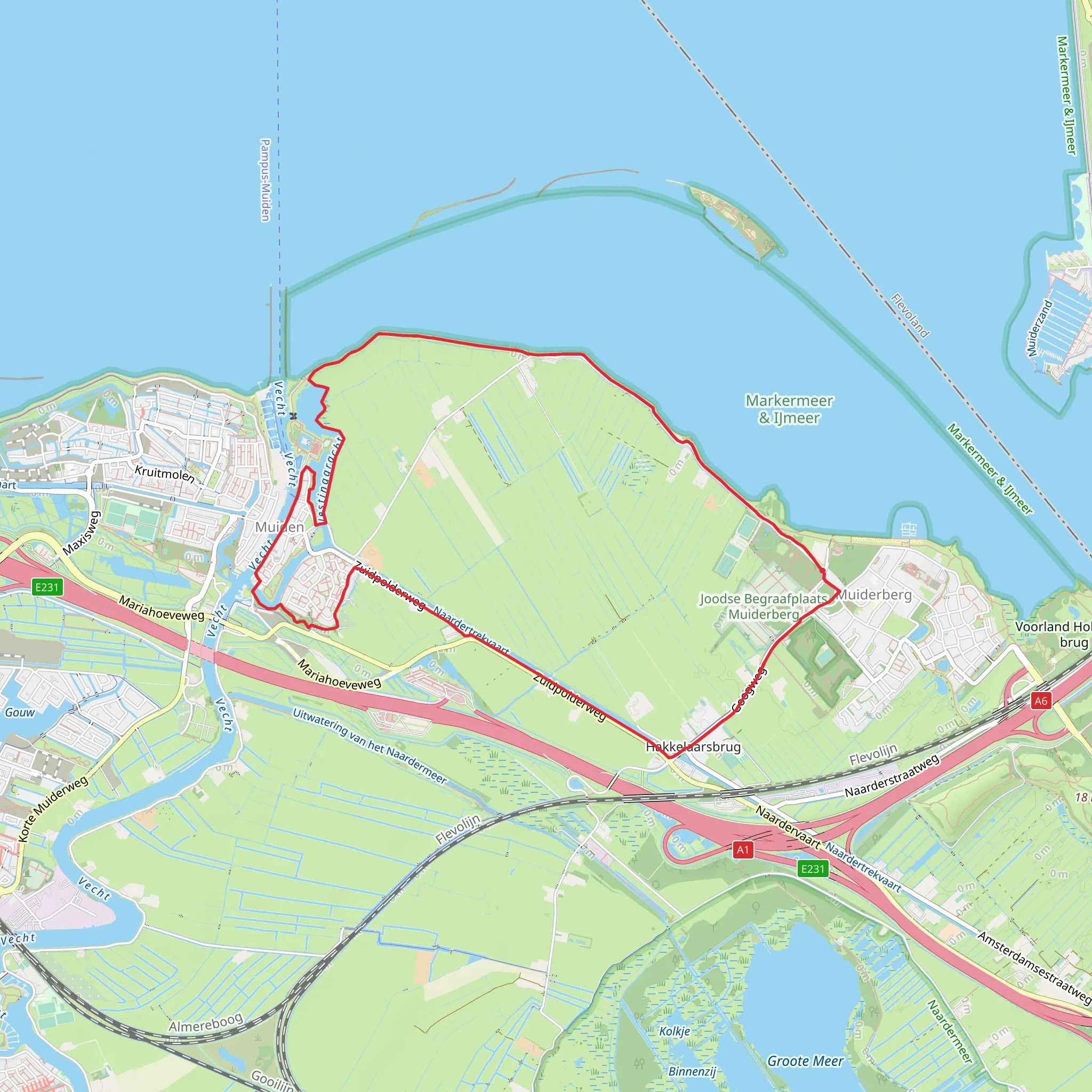 Muiderberg Route and Zuidpolder Weg mobile static map