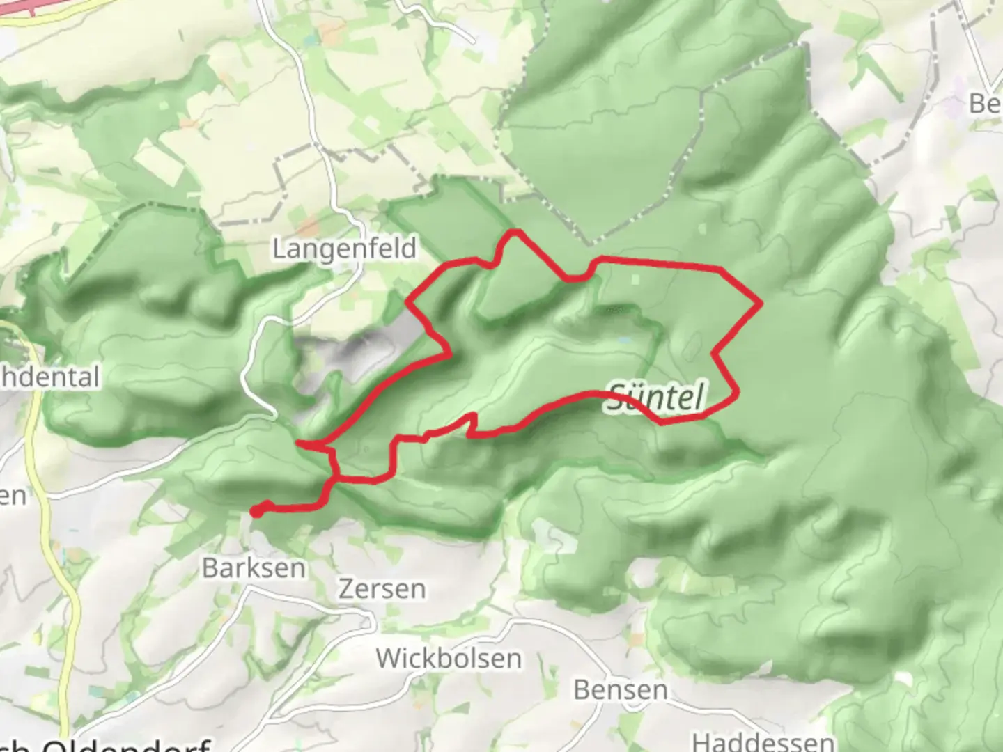 An image depicting the trail Hohenstein via Deister Suentel Weg Loop and its surrounding area.