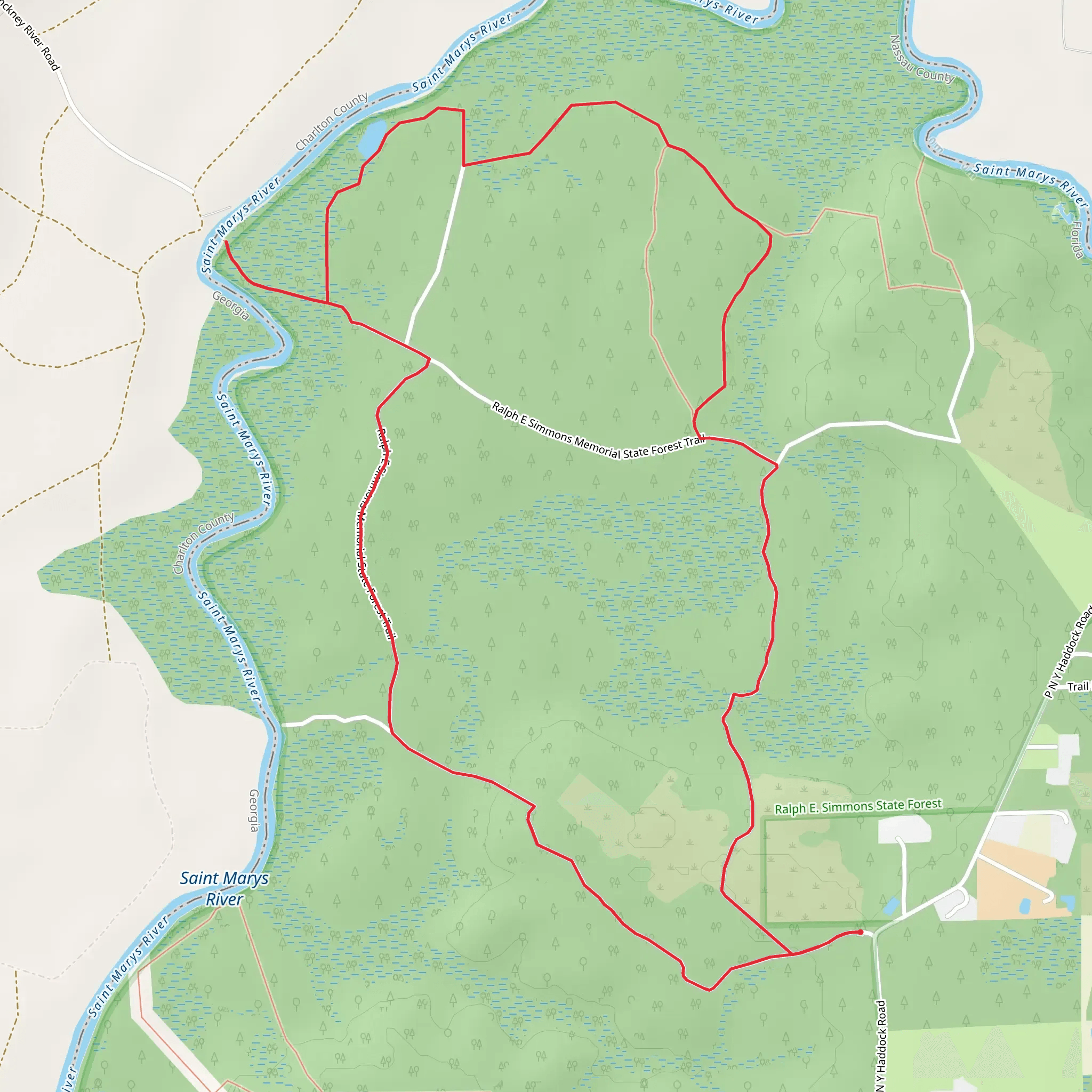 Ralph E Simmons Memorial State Forest Loop Trail mobile static map