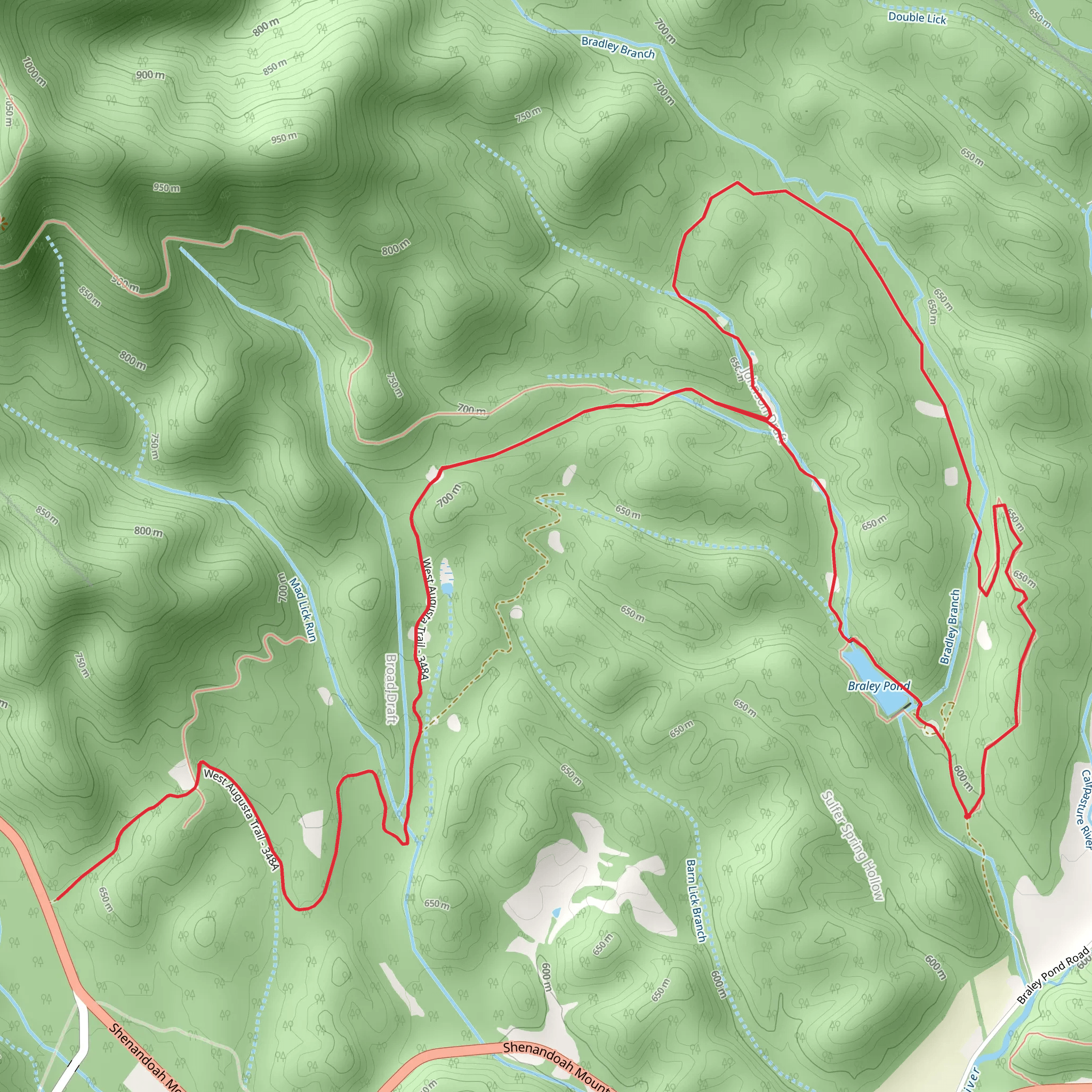 Bald Ridge Trail and Augusta Trail mobile static map