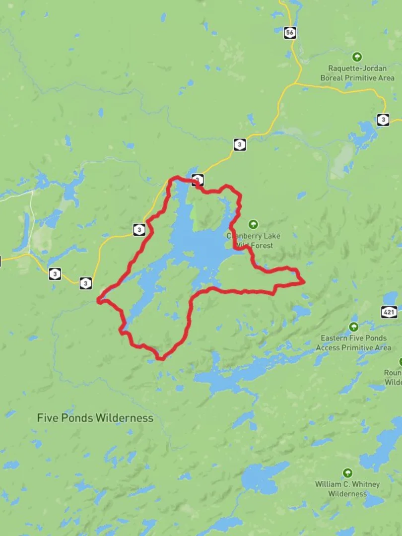 An image depicting the trail Cranberry Lake and Cat Mountain Pond Loop Trail and its surrounding area.