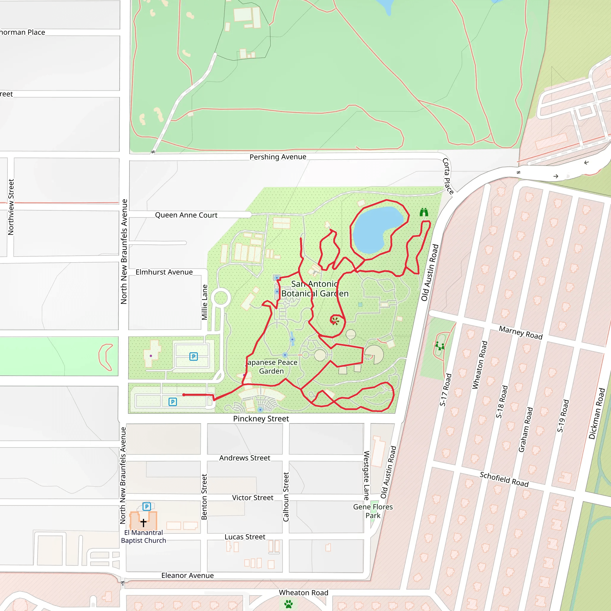 Japanese Peace and San Antonio Botanical Garden Loop mobile static map