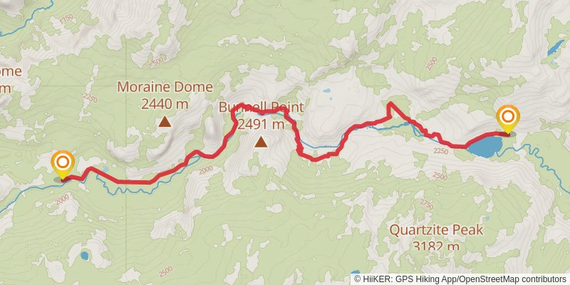 Happy Isles to Merced Lake stage 2 Map