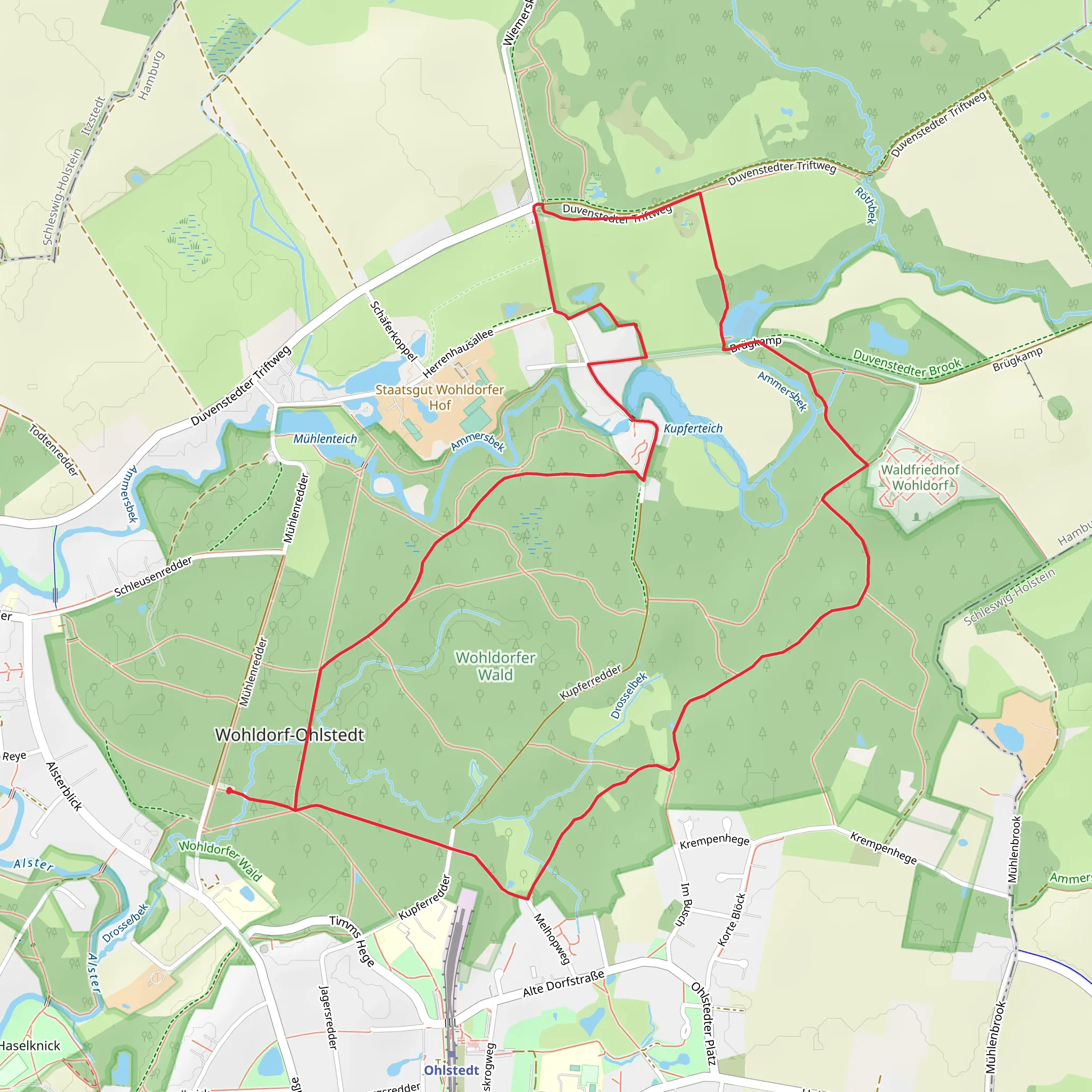 Ohlstedt Kayhude and Kupferteich Loop mobile static map