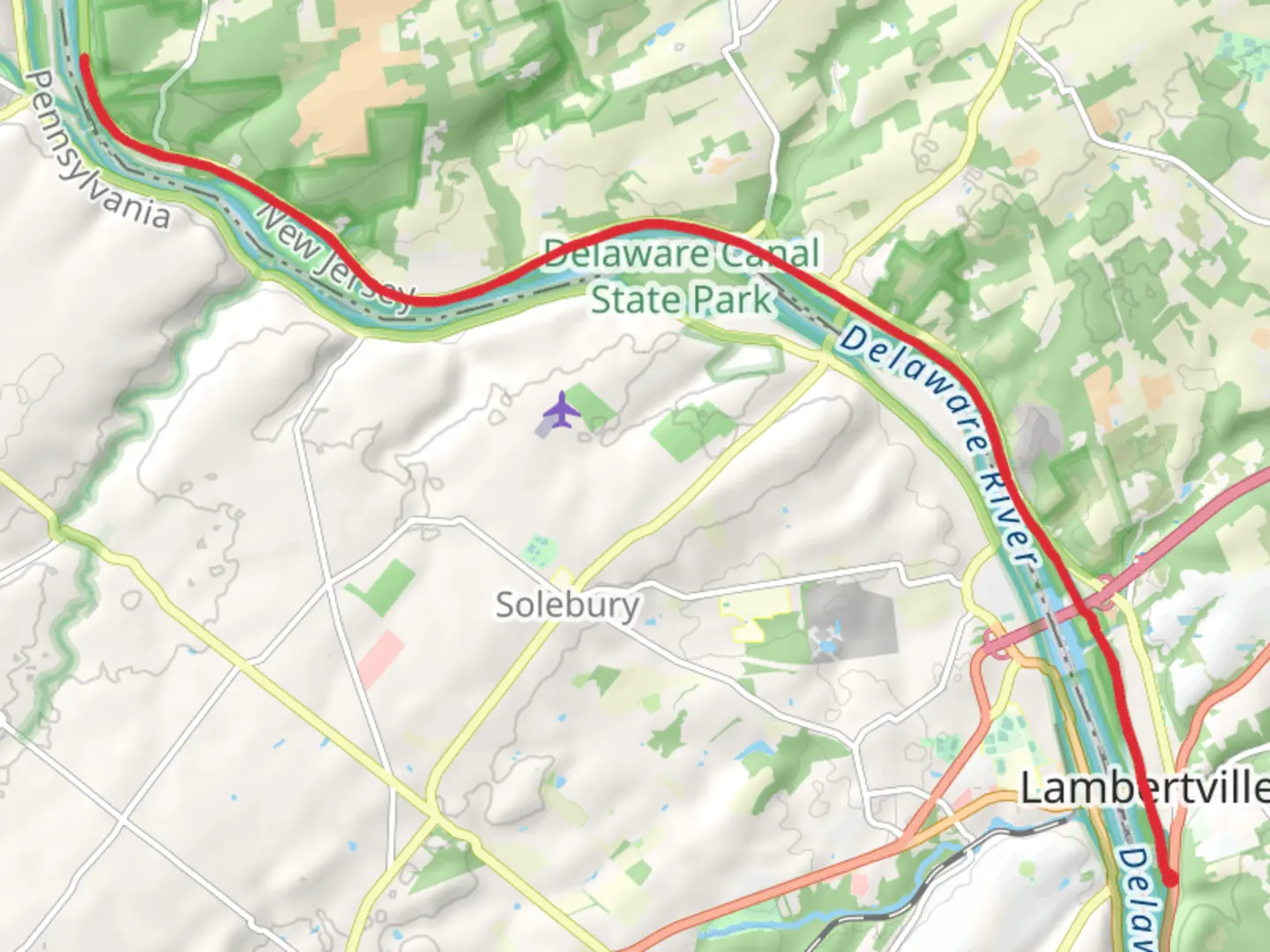 An image depicting the trail Delaware and Raritan Canal Towpath and its surrounding area.