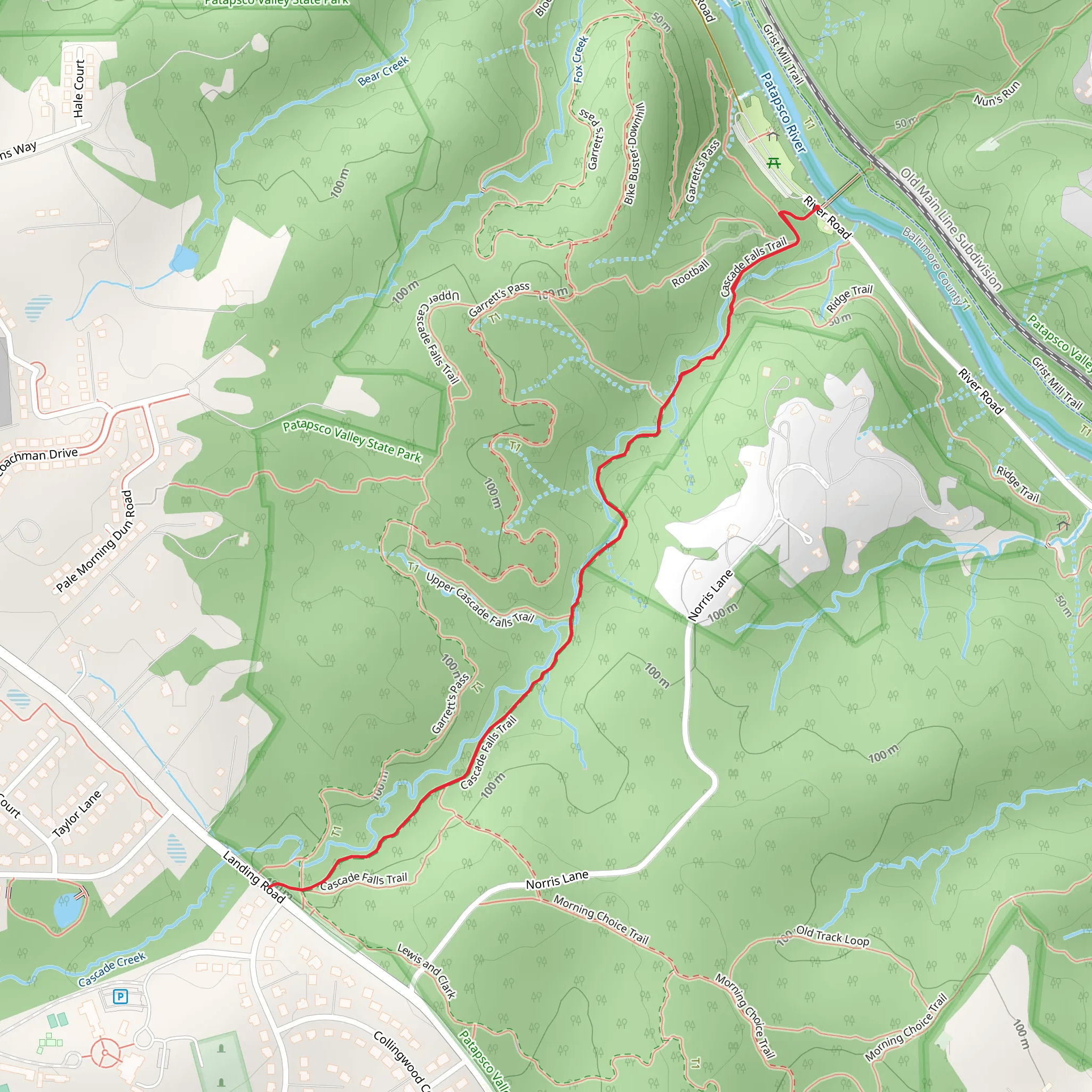 Cascade Falls Trail mobile static map