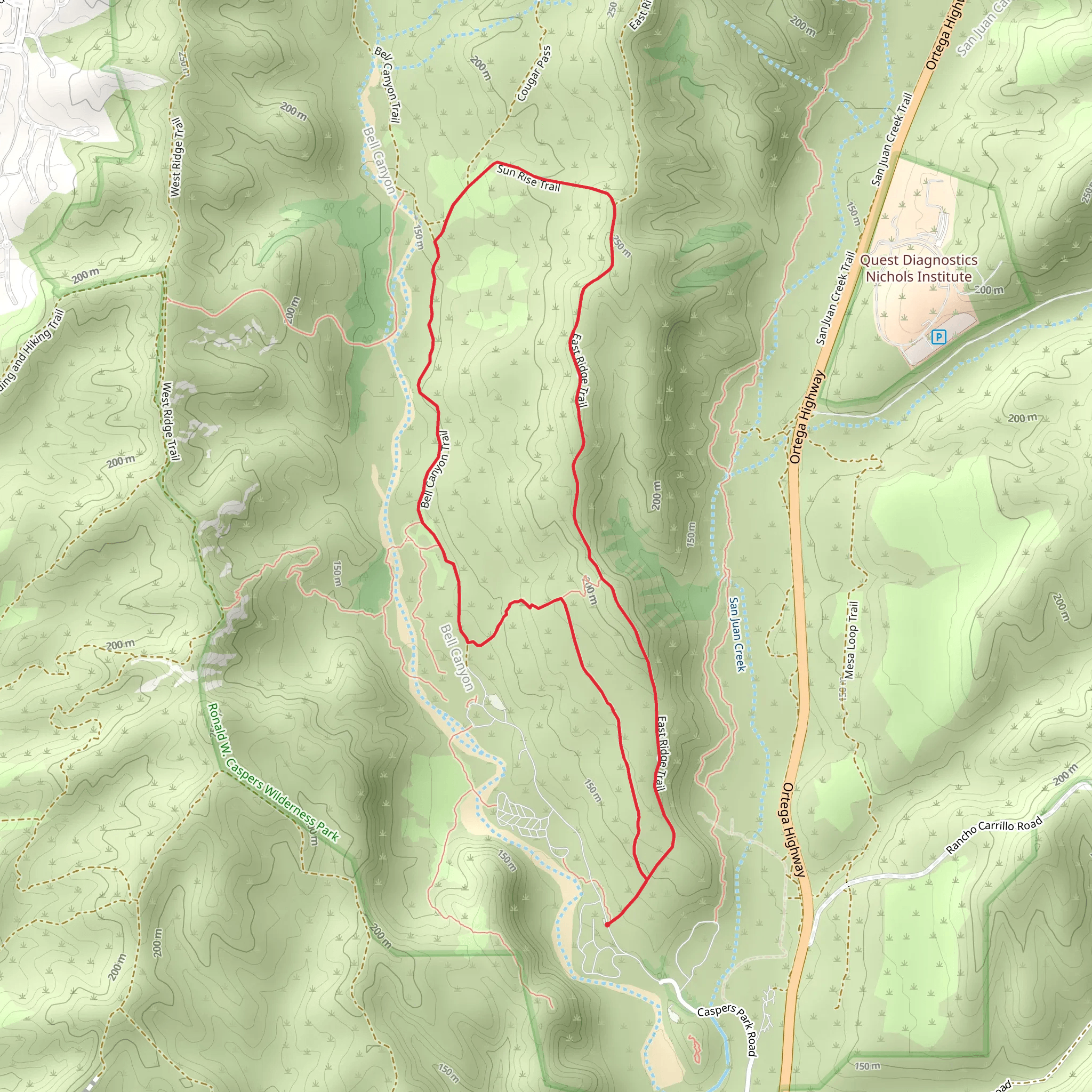 East Ridge and Bell Canyon Loop Trail mobile static map