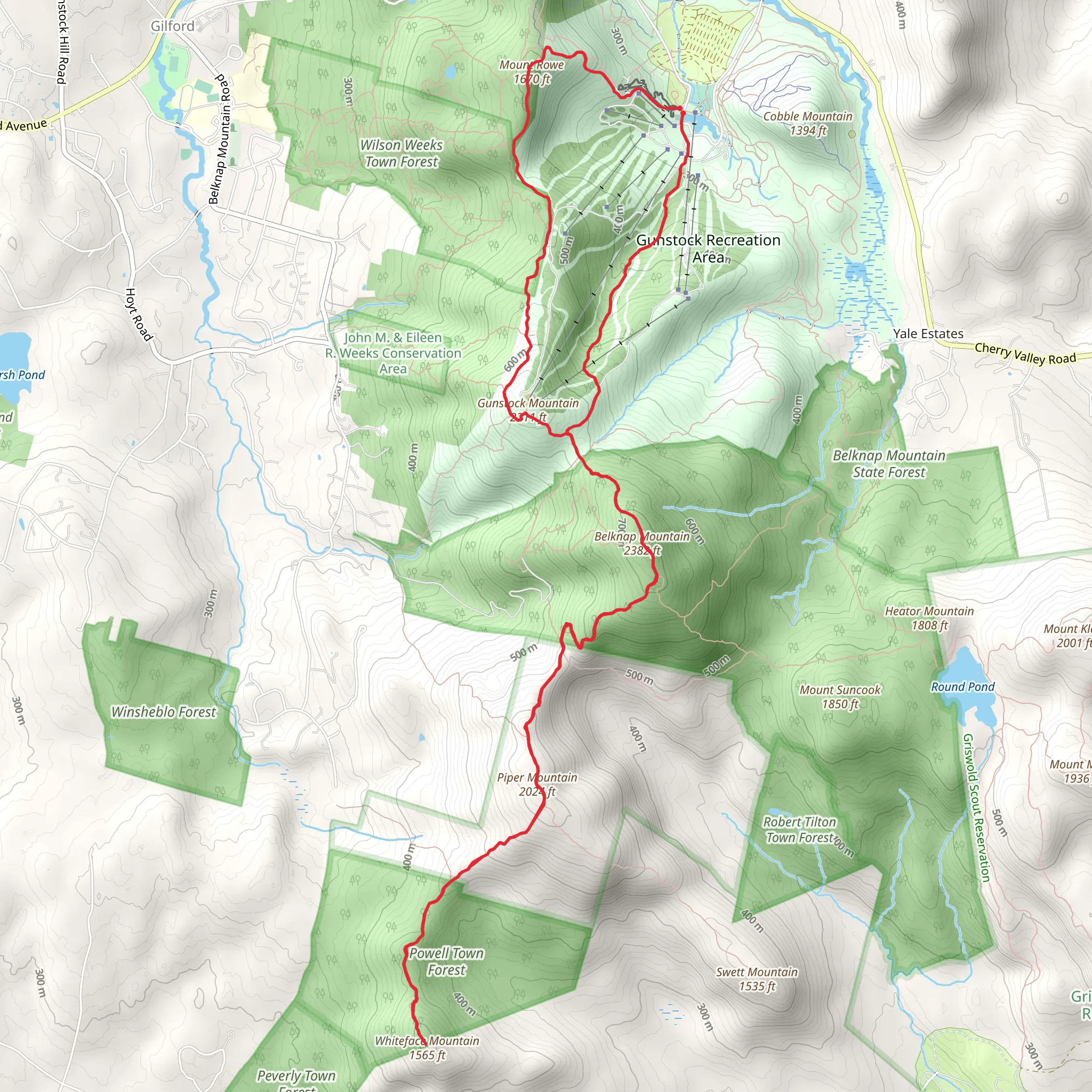 Gunstock Mountain, Belknap Mountain and Piper Mountain Loop mobile static map