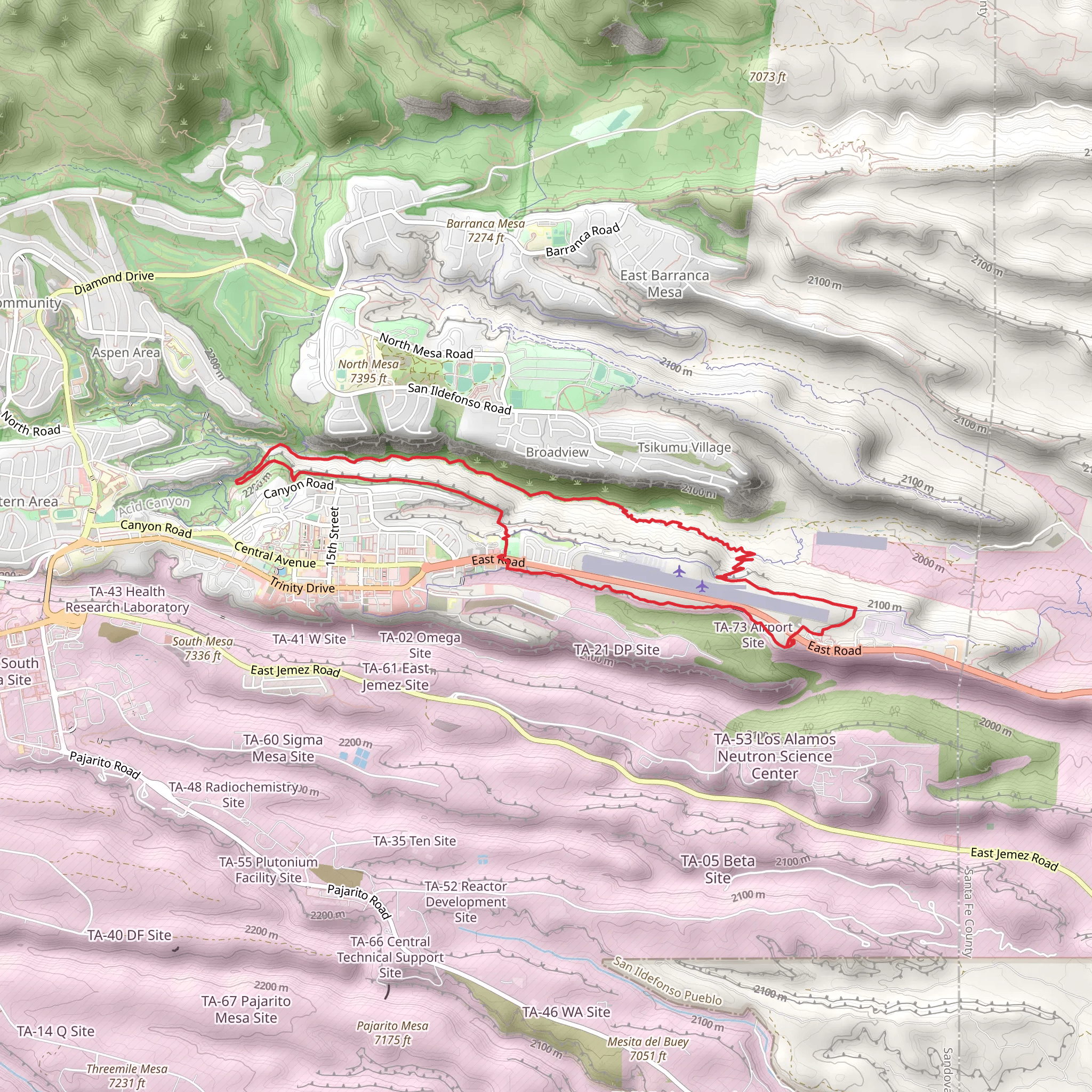 Canyon Rim, Pueblo Canyon and Zipline Loop Trail mobile static map