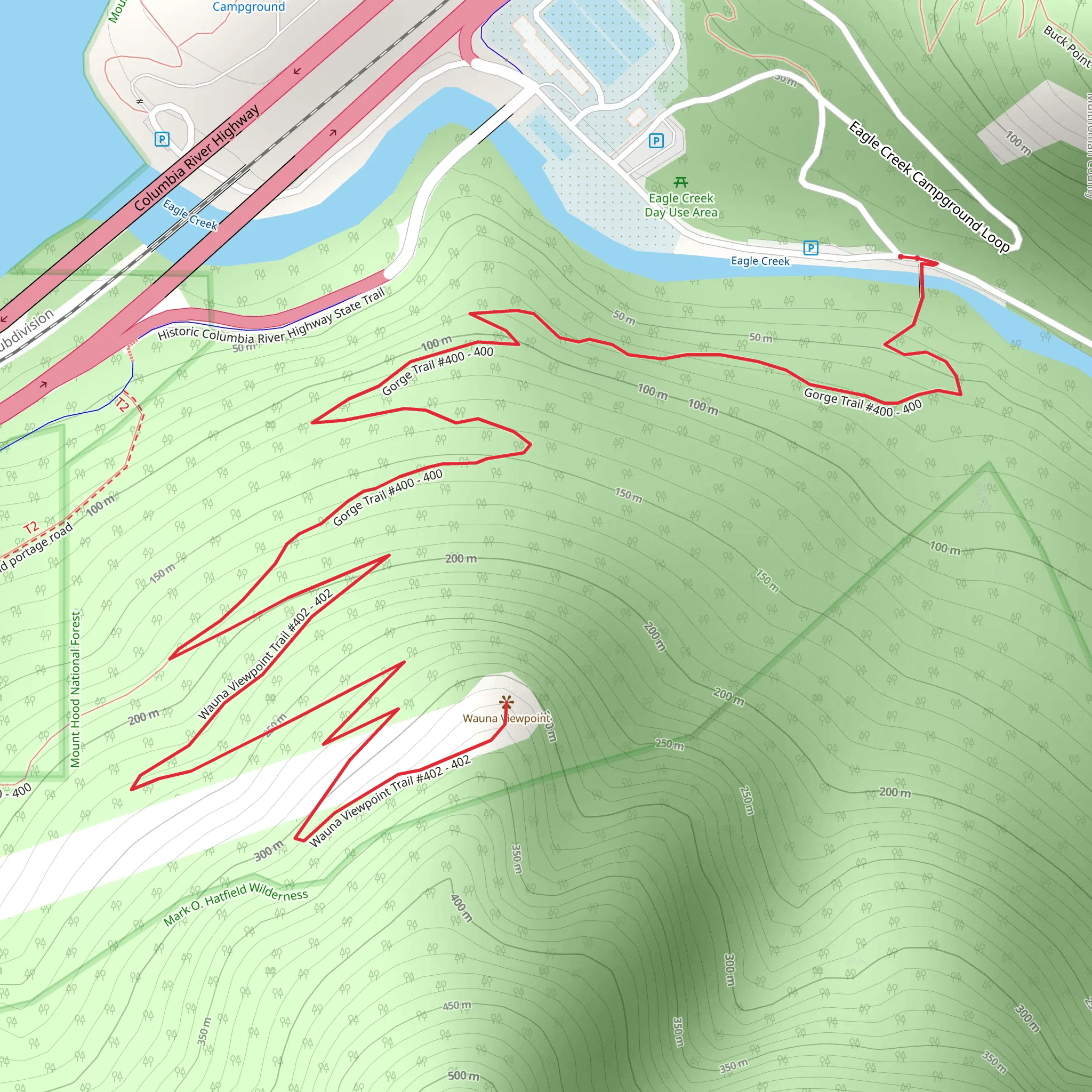 Wauna Viewpoint via George Trail mobile static map