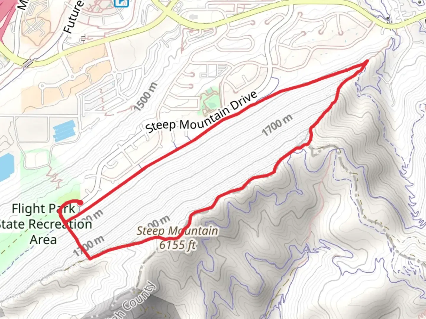 An image depicting the trail Steep Mountain and BST Draper Section Loop and its surrounding area.