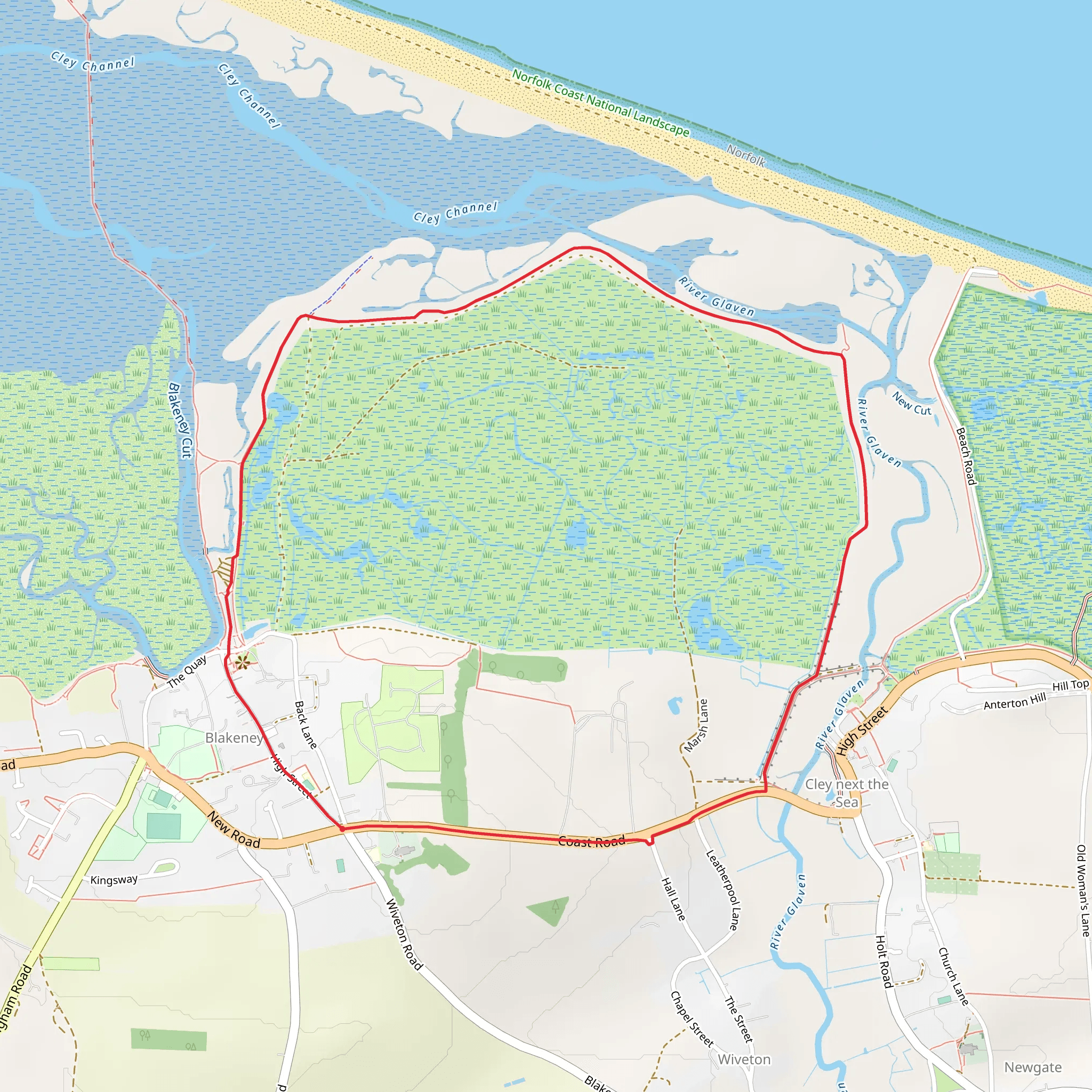 Blakeney Freshes Coastal Wildlife Walk - Blakeney - Norfolk mobile static map