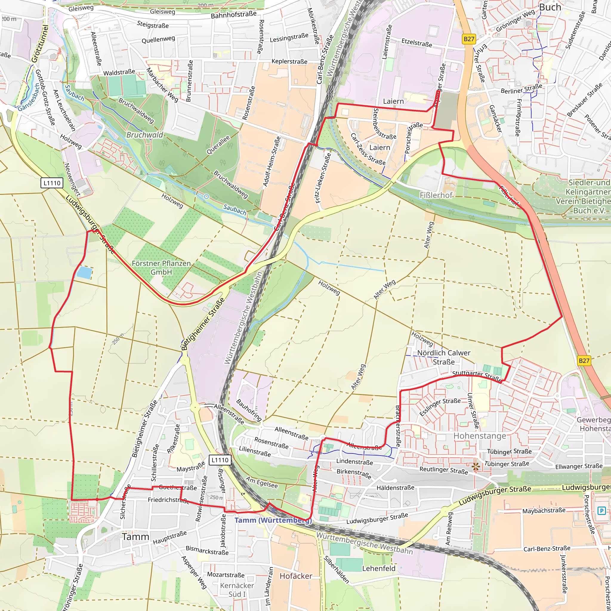 Tamm and Wohngebiet Buch Loop mobile static map