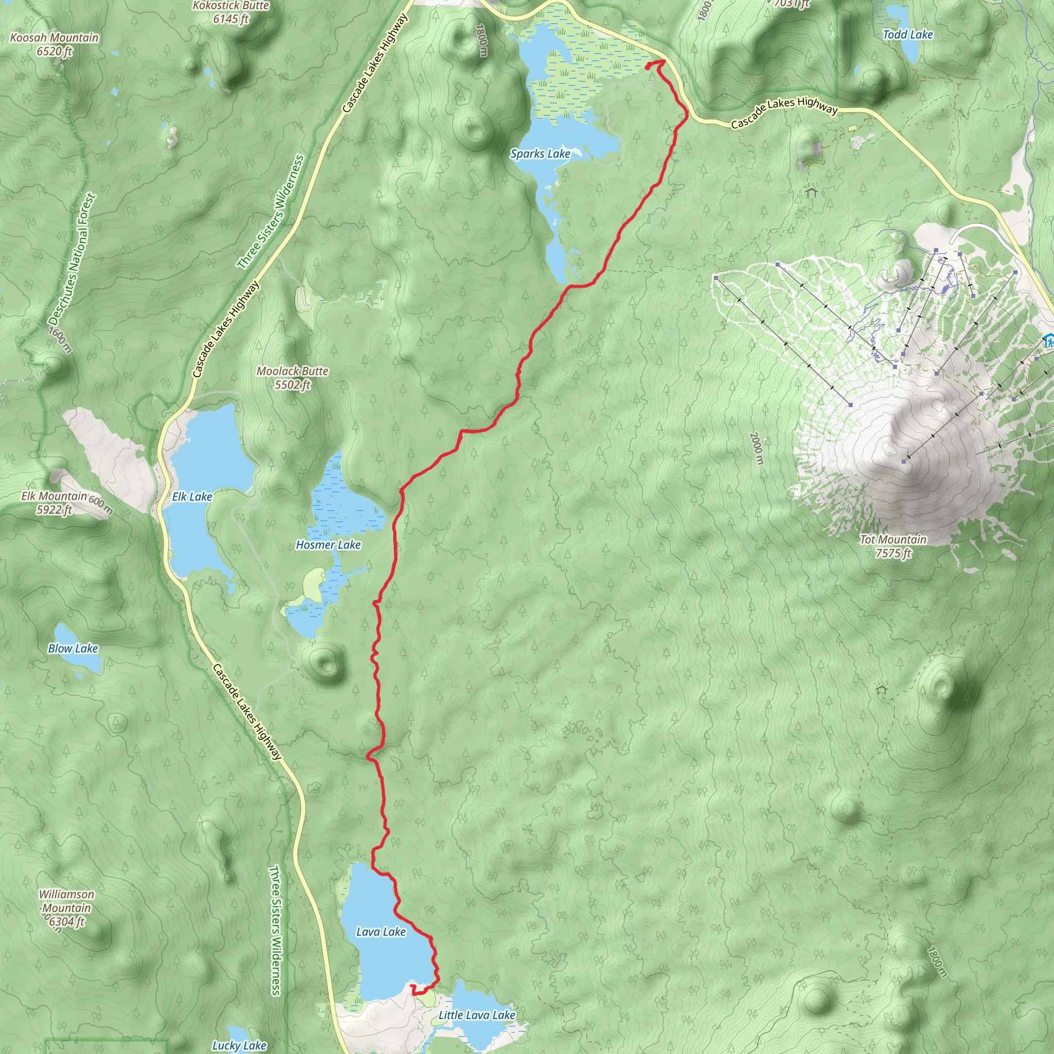 Lava Lake via Metolius-Windigo Trail mobile static map