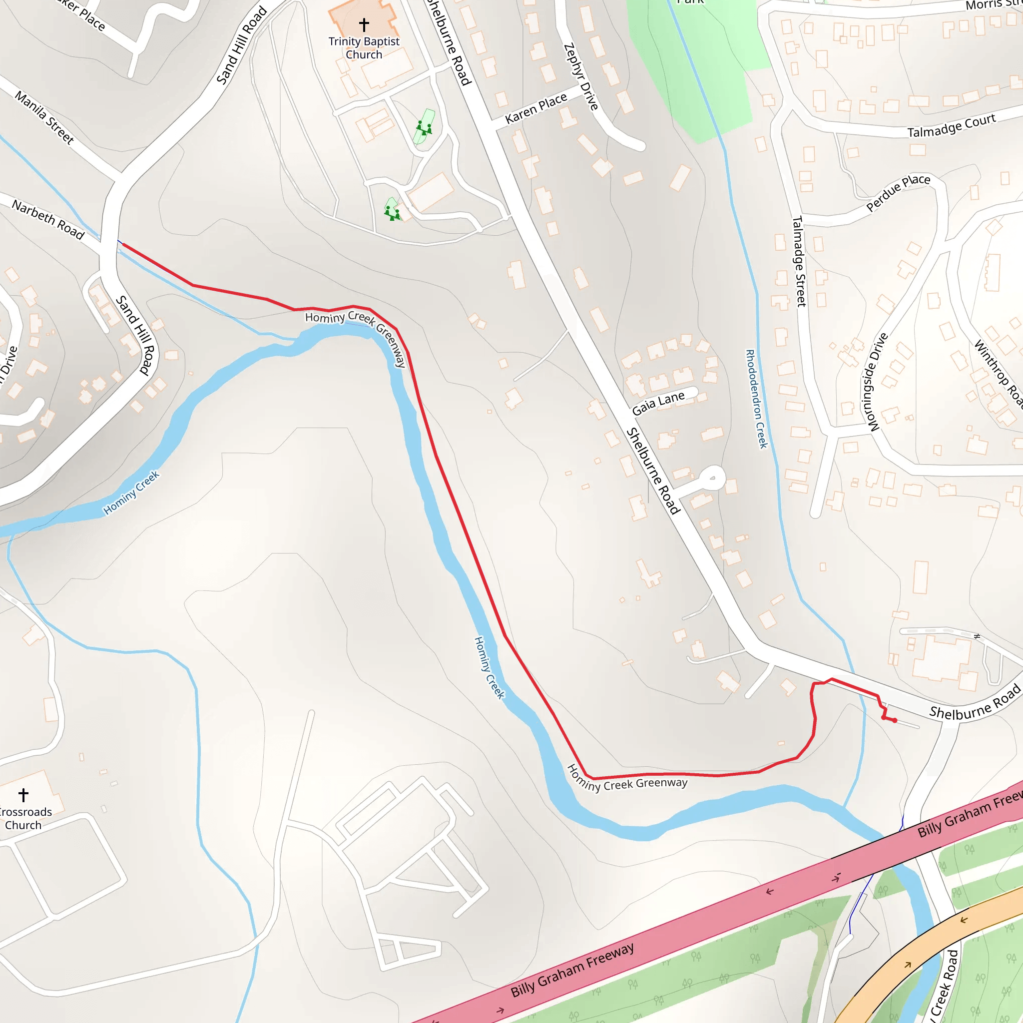 Hominy Creek Greenway mobile static map