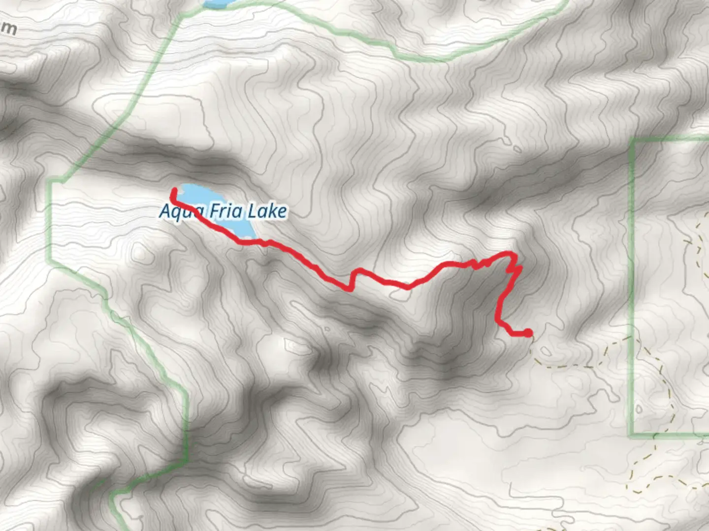 An image depicting the trail Aqua Fria Lake Trail and its surrounding area.