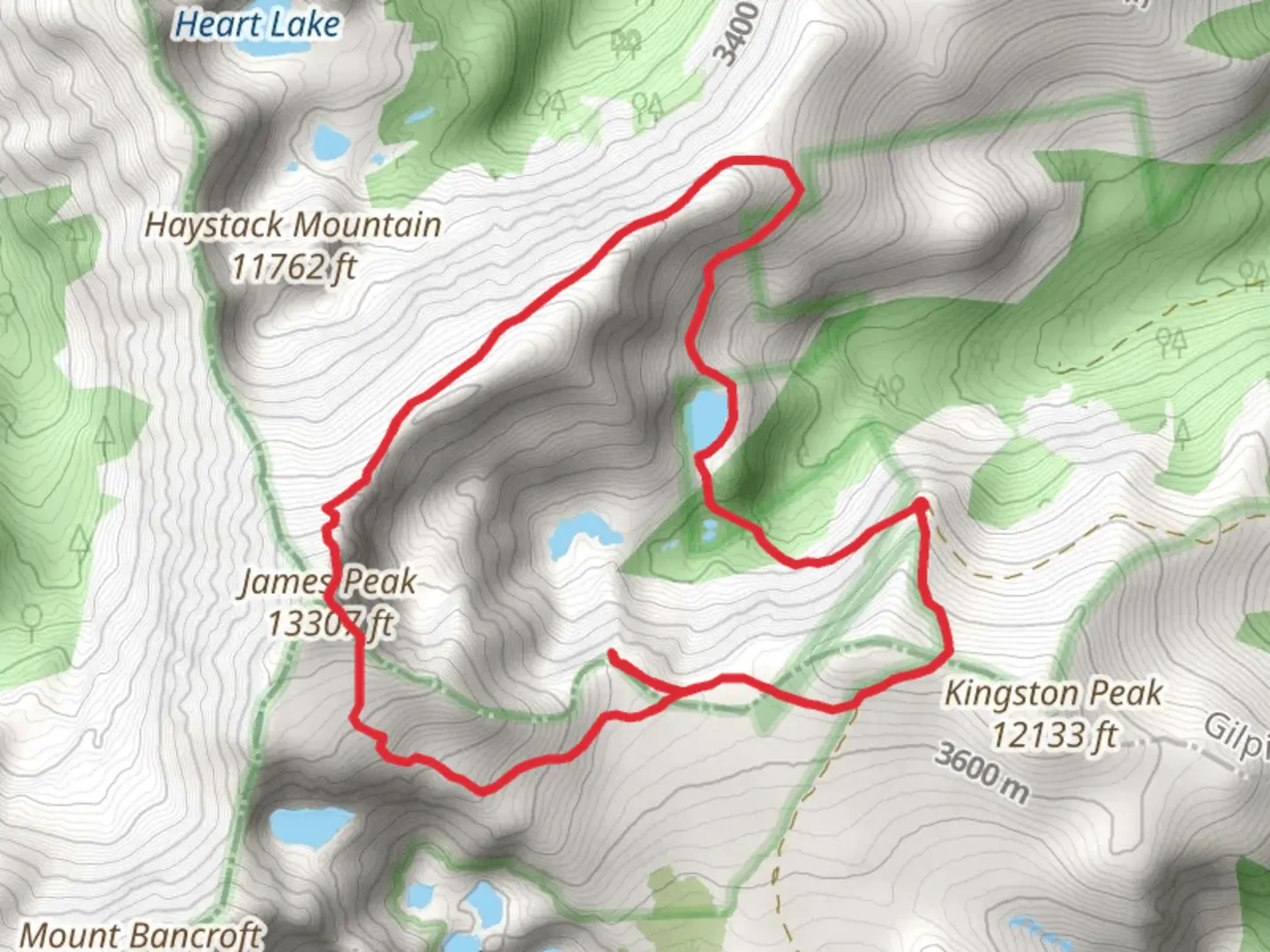 An image depicting the trail Little Echo Lake and James Peak Loop Trail and its surrounding area.