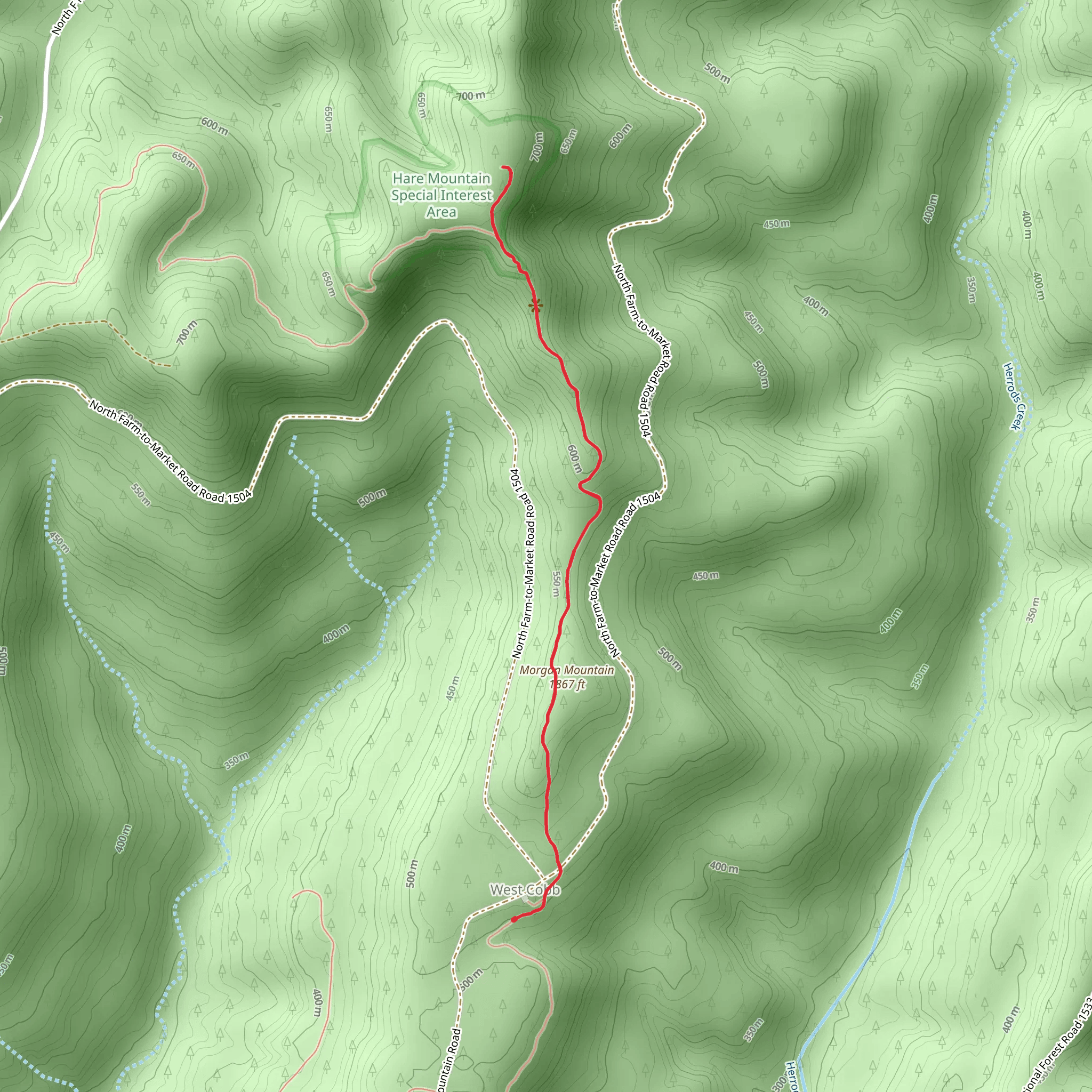 Hare Mountain Overlook via Morgan Mountain mobile static map