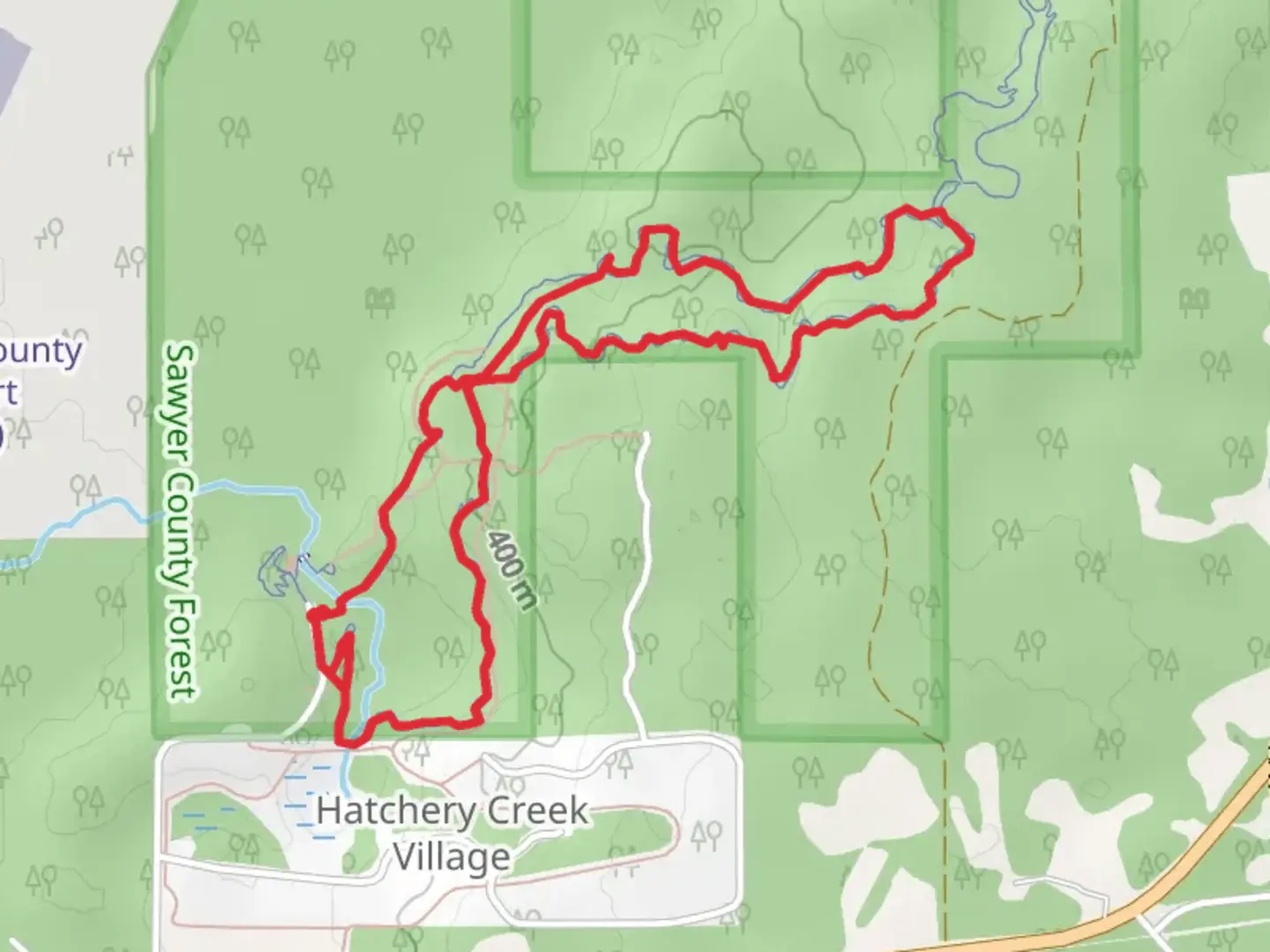 An image depicting the trail Hatchery Creek Trail Northbound and Southbound Loop and its surrounding area.
