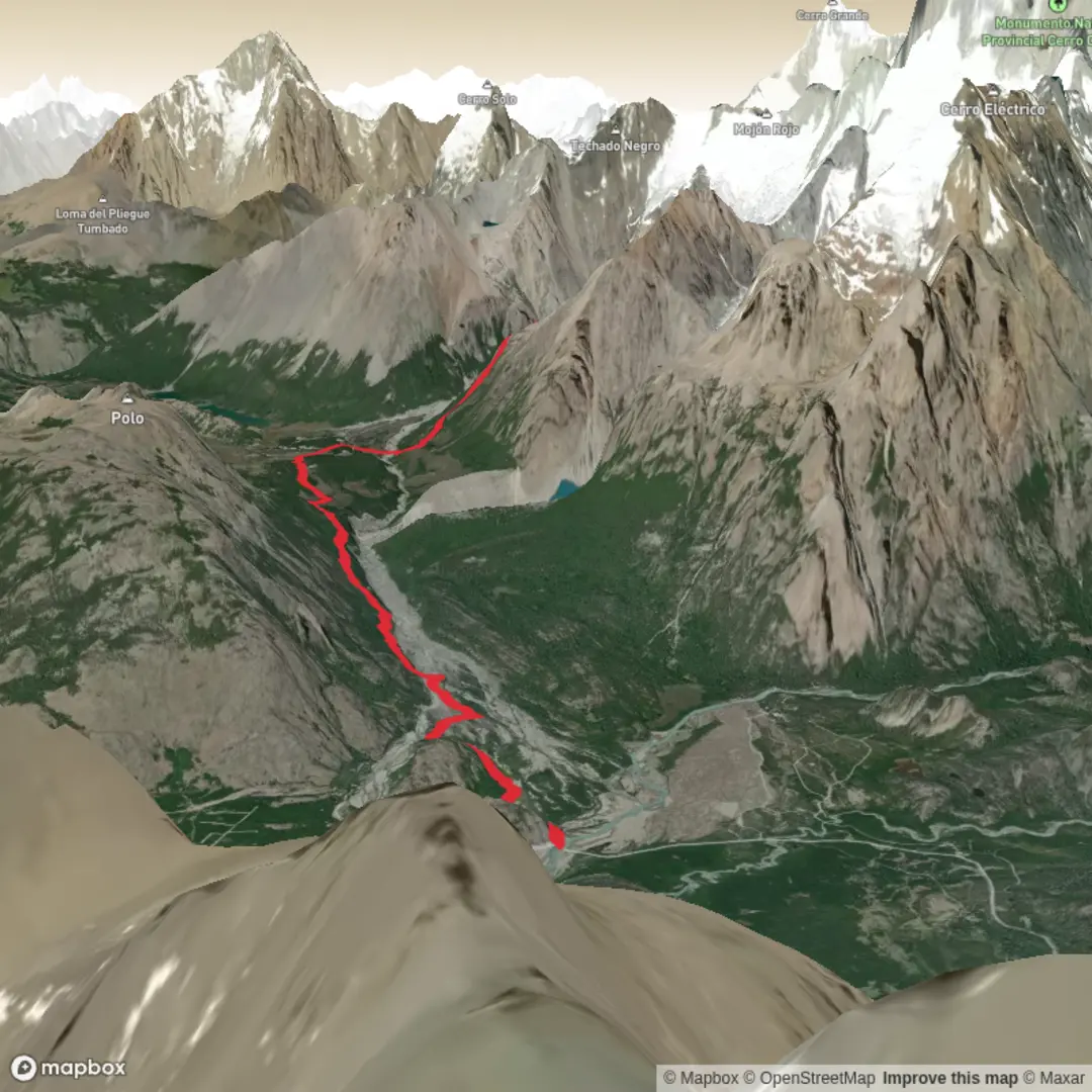An image depicting the trail Río Eléctrico - Laguna de los Tres and its surrounding area.