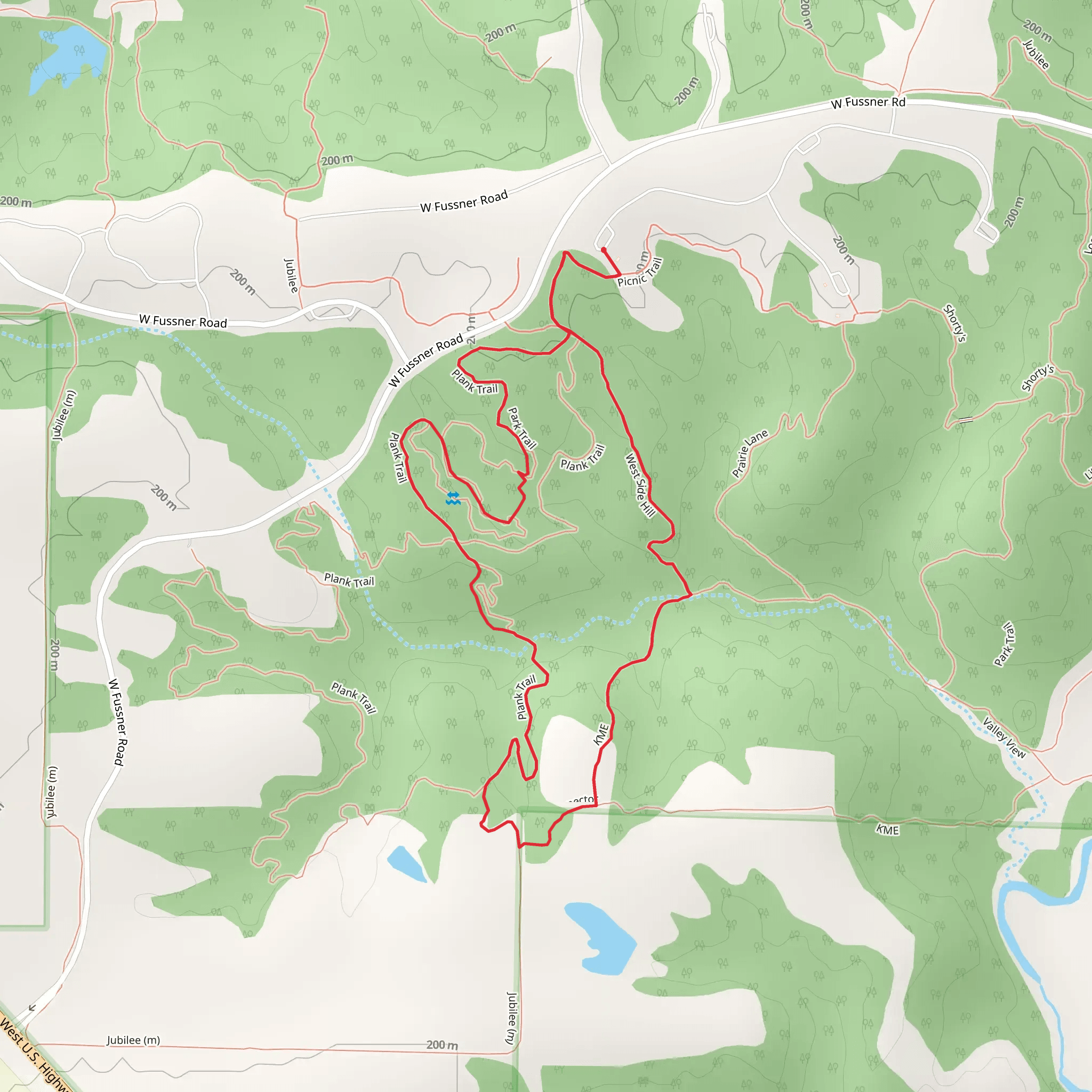 West Side Hill and Plank Loop Trail mobile static map