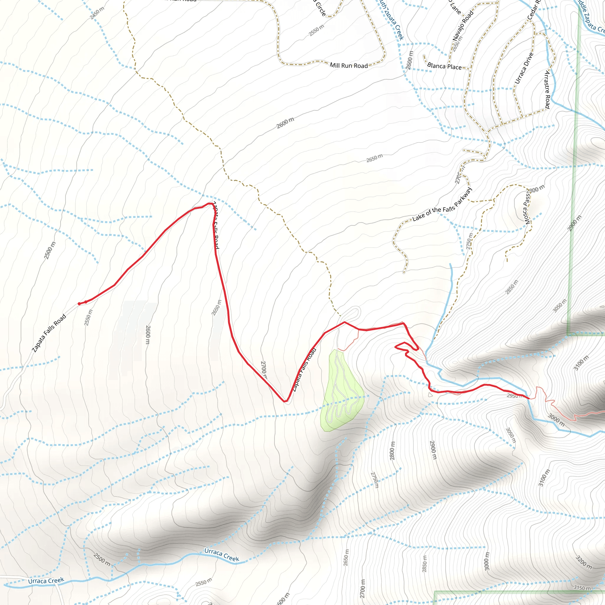 Zapata Falls Road and South Zapata Creek mobile static map