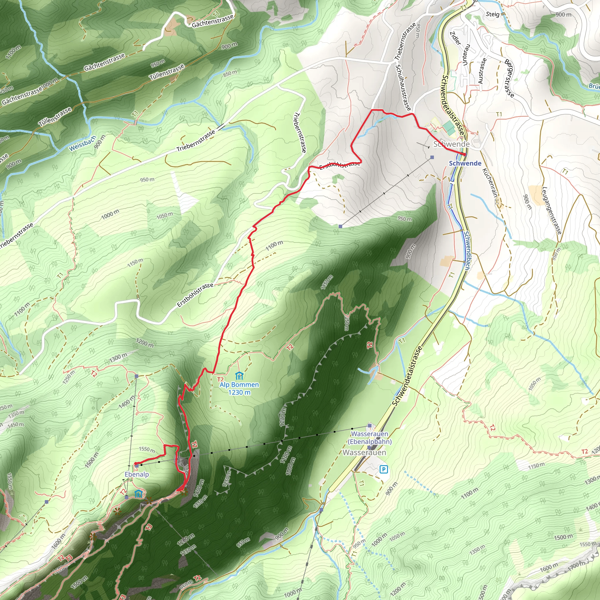 Schwende - Wildkirchli Cave - Ebenalp mobile static map