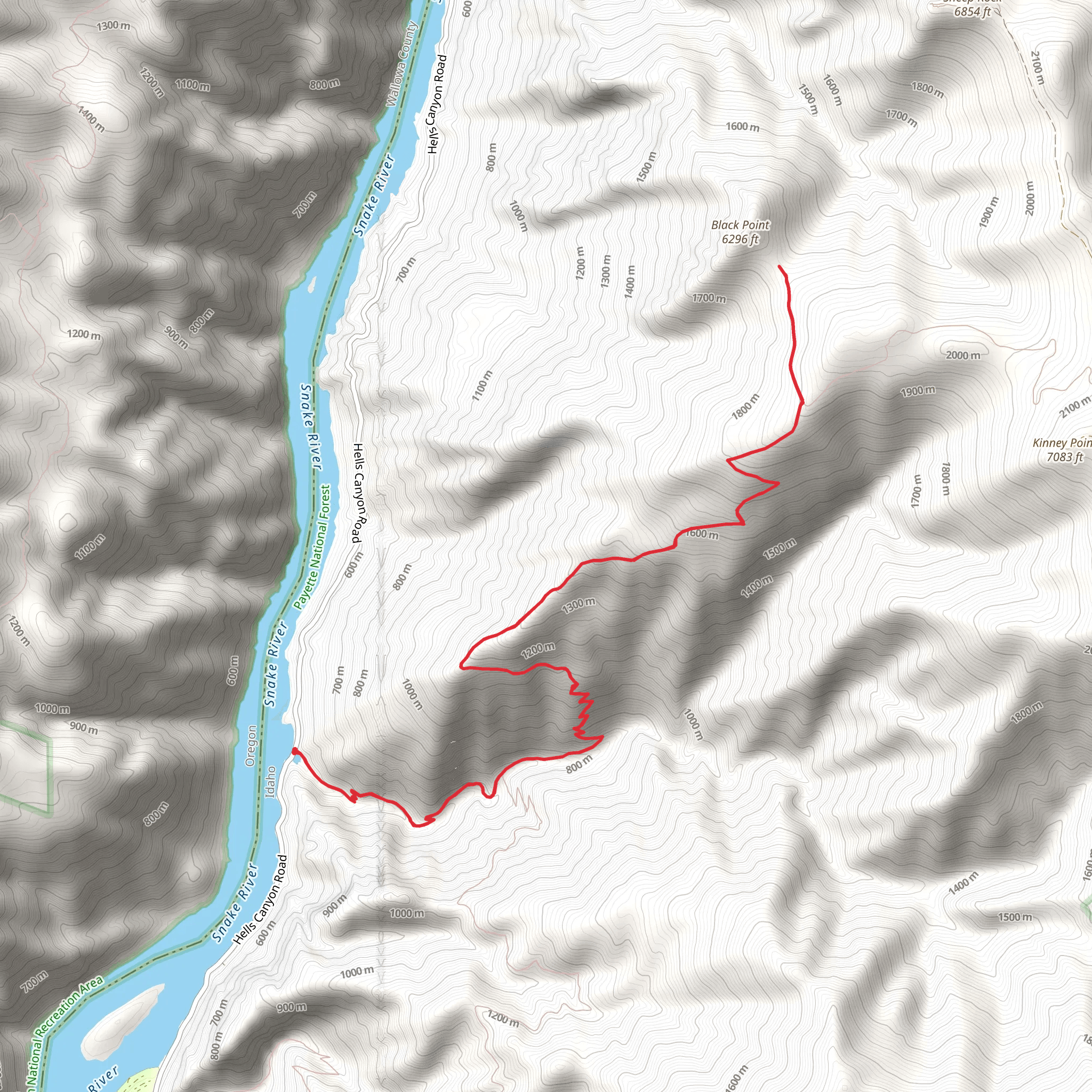 Black Pointvia Kinney Creek Trail mobile static map