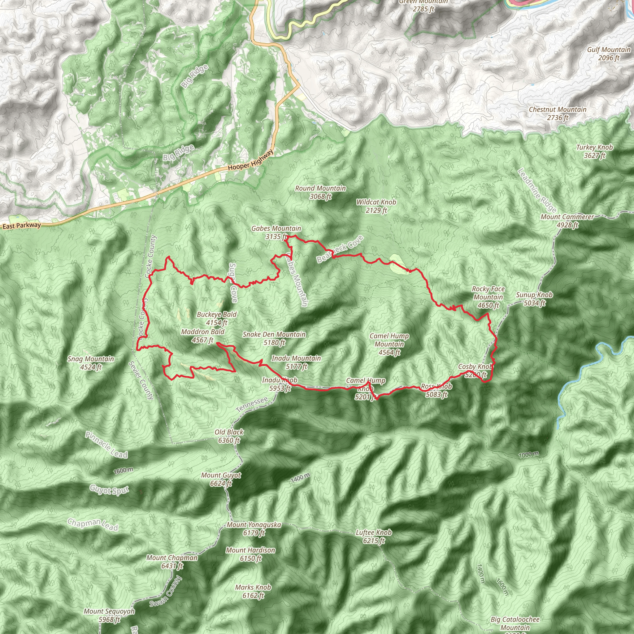 Appalachian Trail, Maddron Bald Trail and Low gap Trail mobile static map