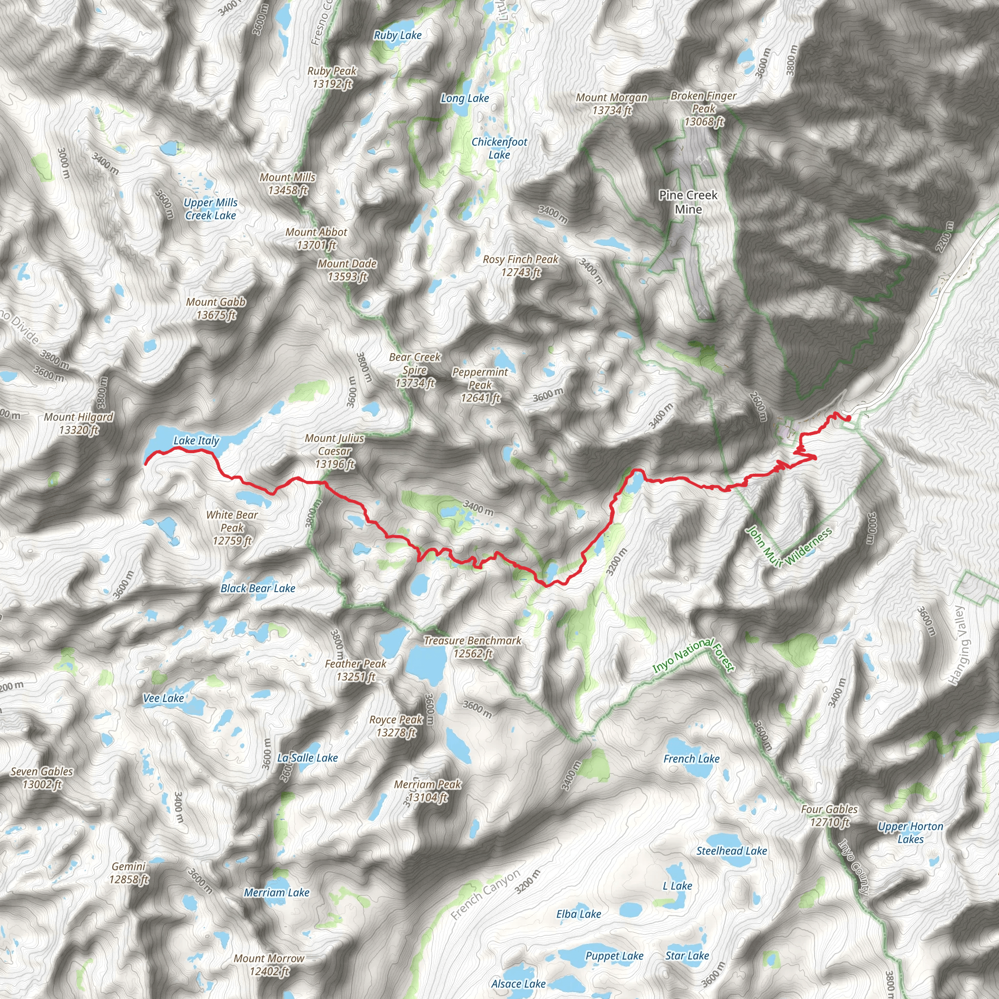 Lake Italy via Pine Creek Pass Trail mobile static map