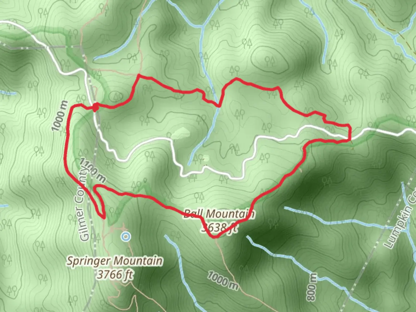 An image depicting the trail Davis Creek and Ball Mountain via Benton Mackaye Trail and its surrounding area.