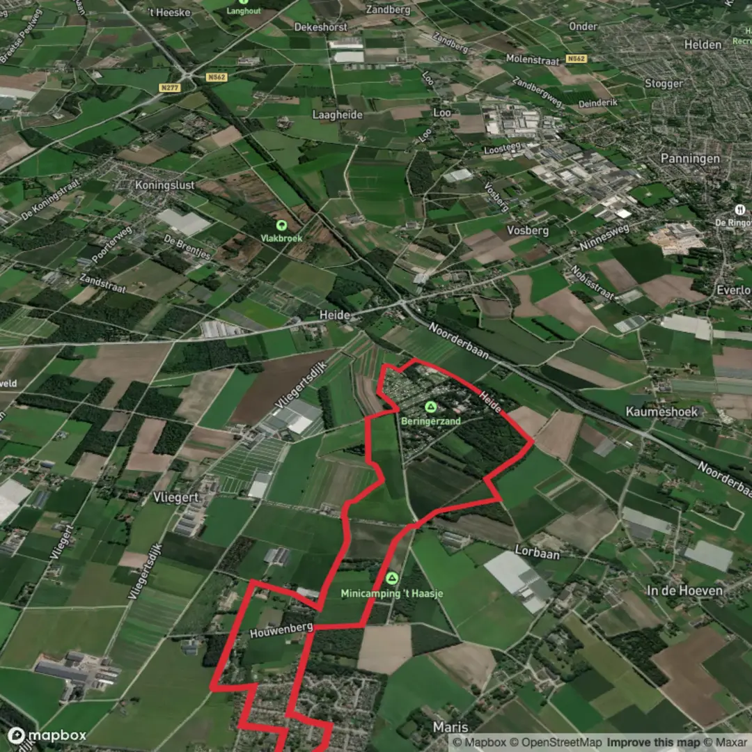 An image depicting the trail Beringerzand Route Loop and its surrounding area.