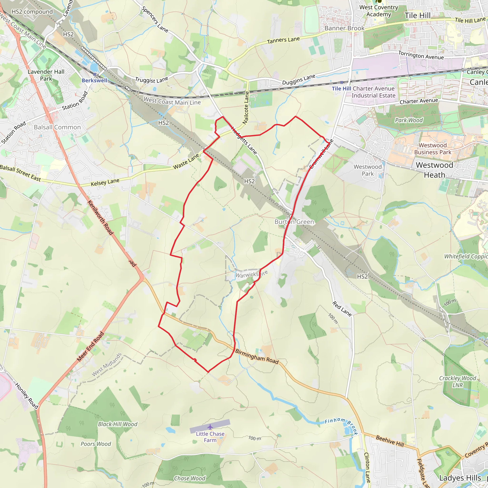 Burton Green and Beechwood Circular mobile static map