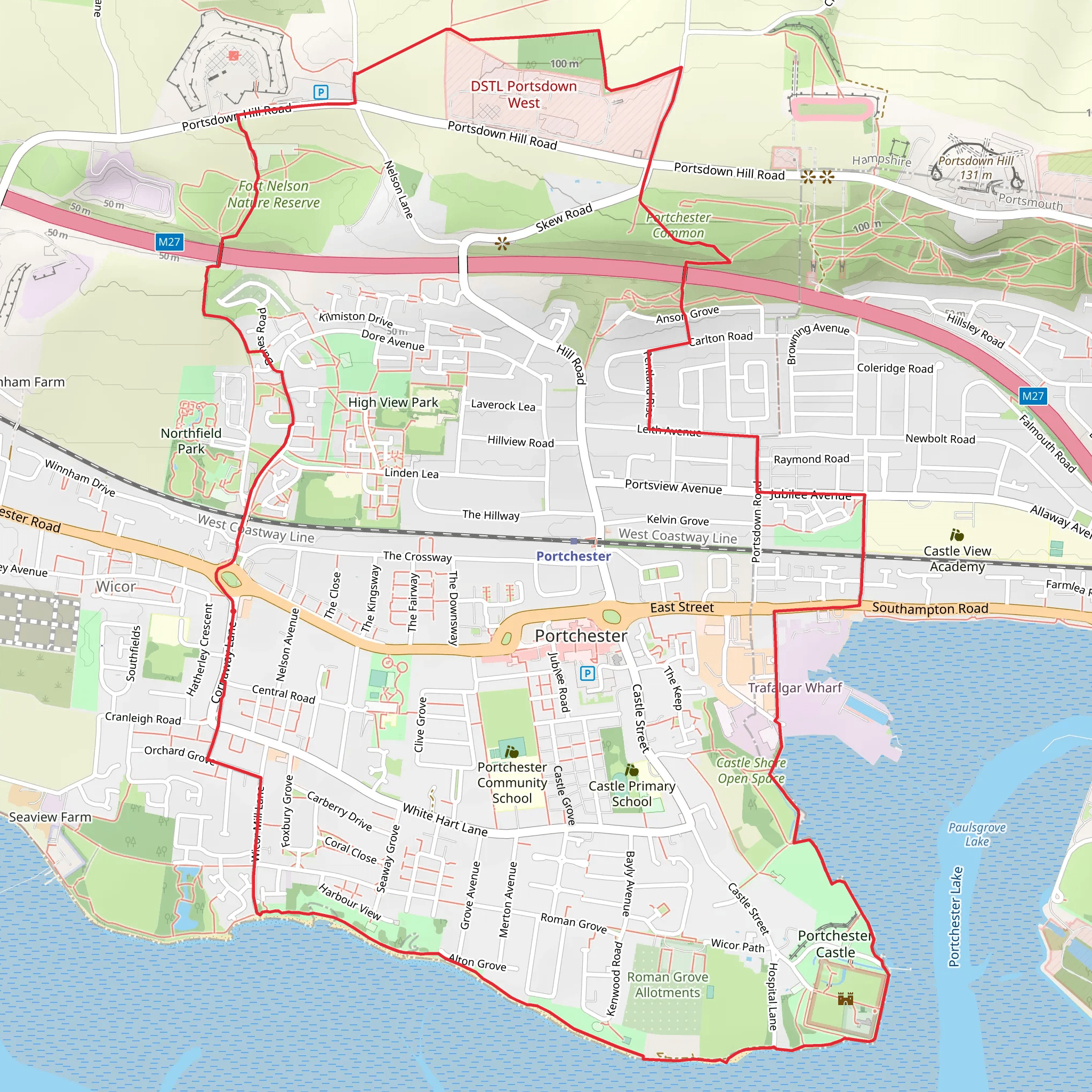 Portchester CIrcular Walk mobile static map