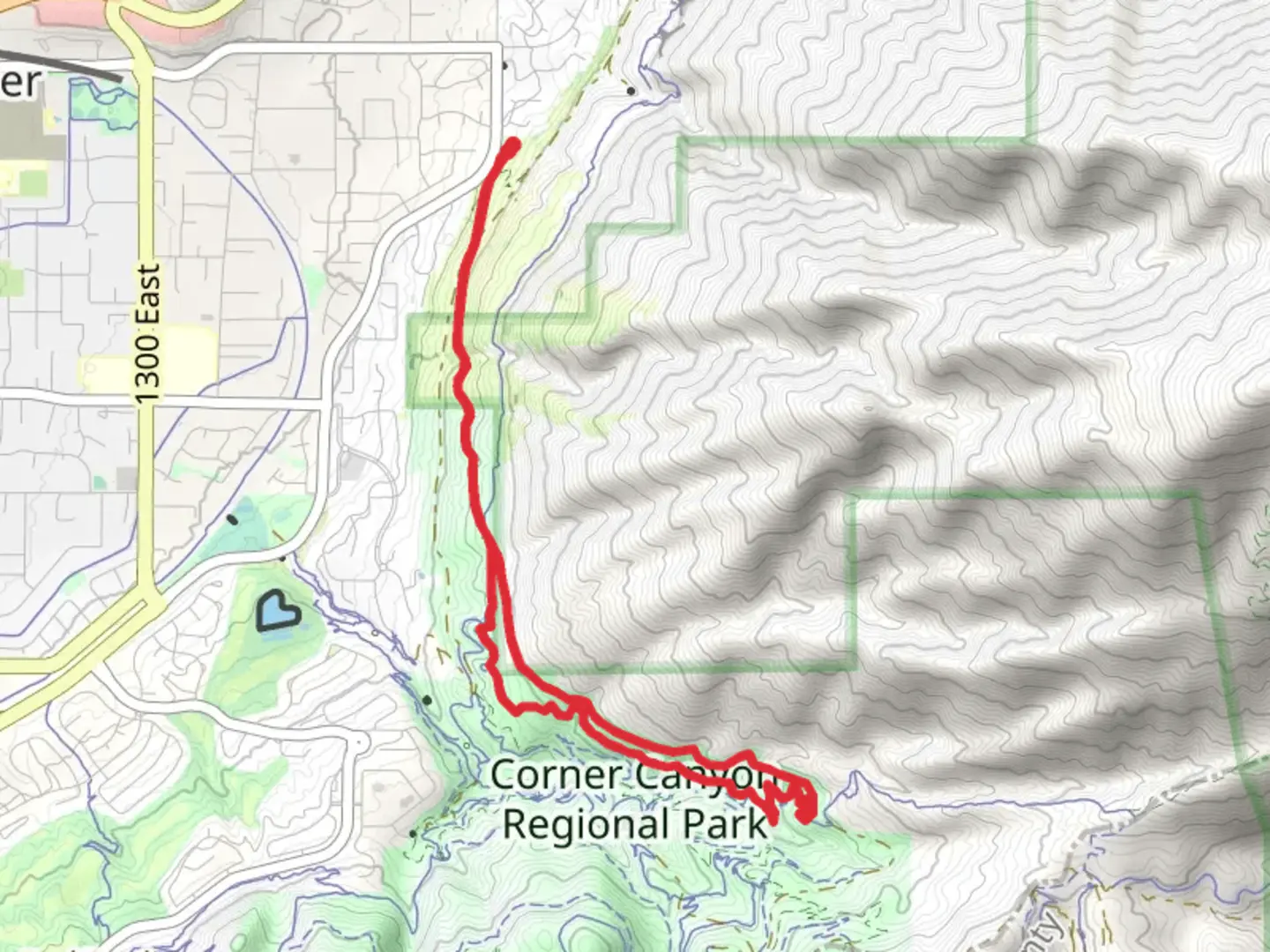 An image depicting the trail Rattler and Corner Canyon Road Loop and its surrounding area.