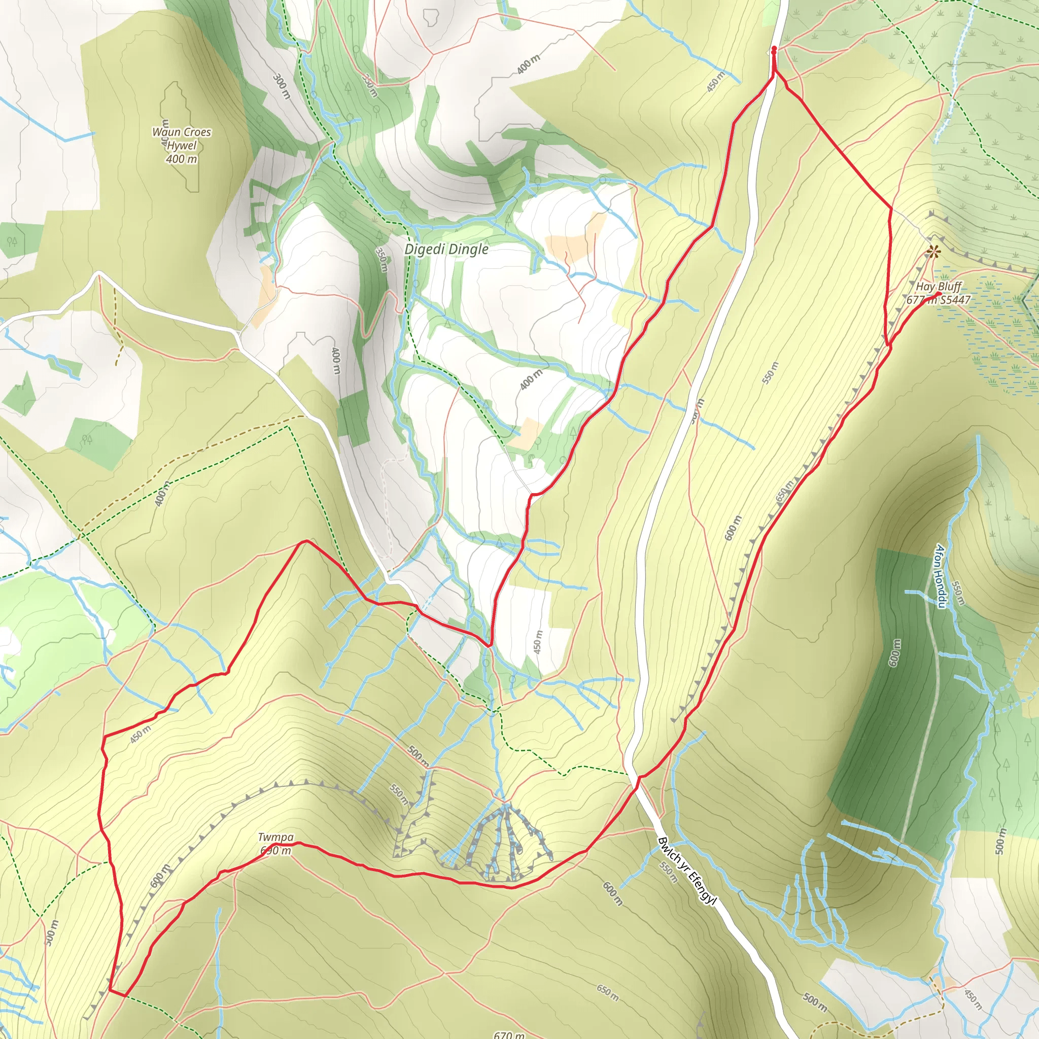 Hay Bluff and Twmpa - Black Mountains mobile static map