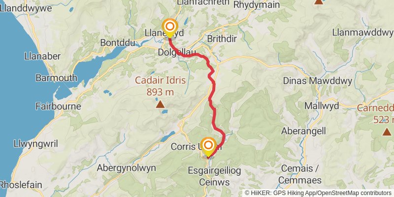 Wales Cistercian Way stage 27 Map