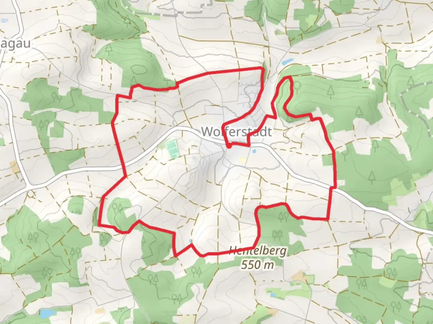 An image depicting the trail Rundwanderweg Monheim Loop and its surrounding area.