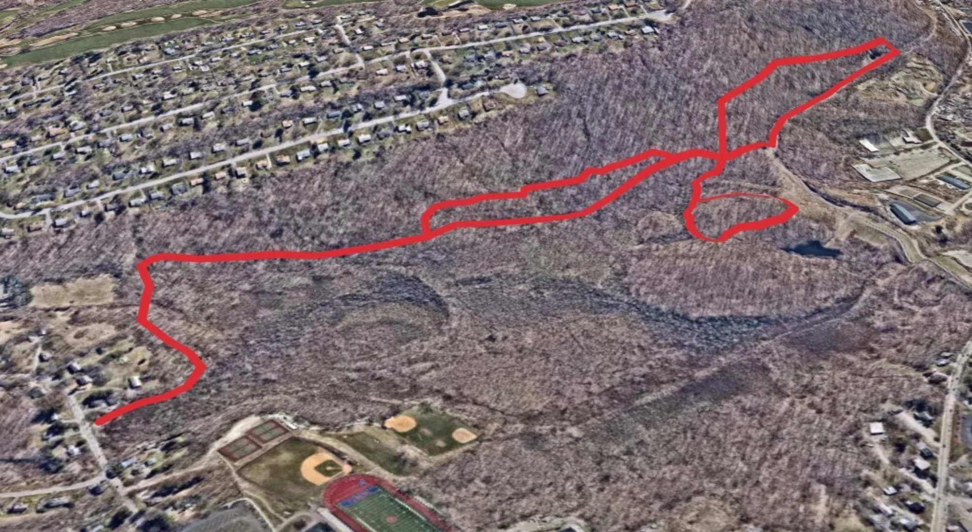 An image depicting the trail Mount Pisgah Loop from Fair Street and its surrounding area.