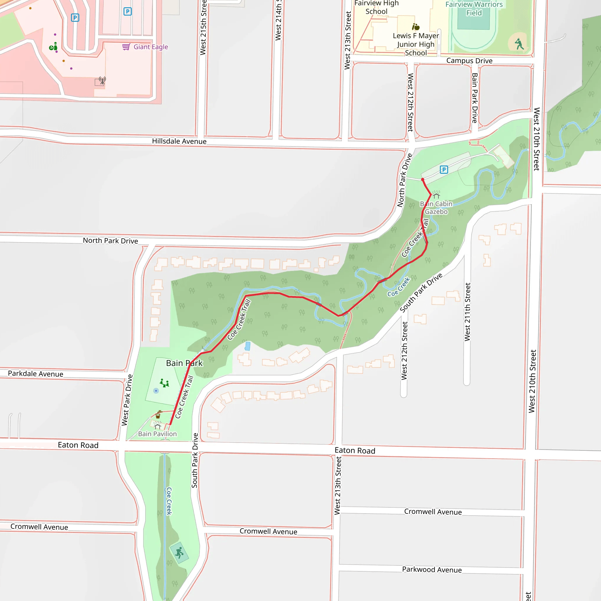 Coe Creek Trail mobile static map