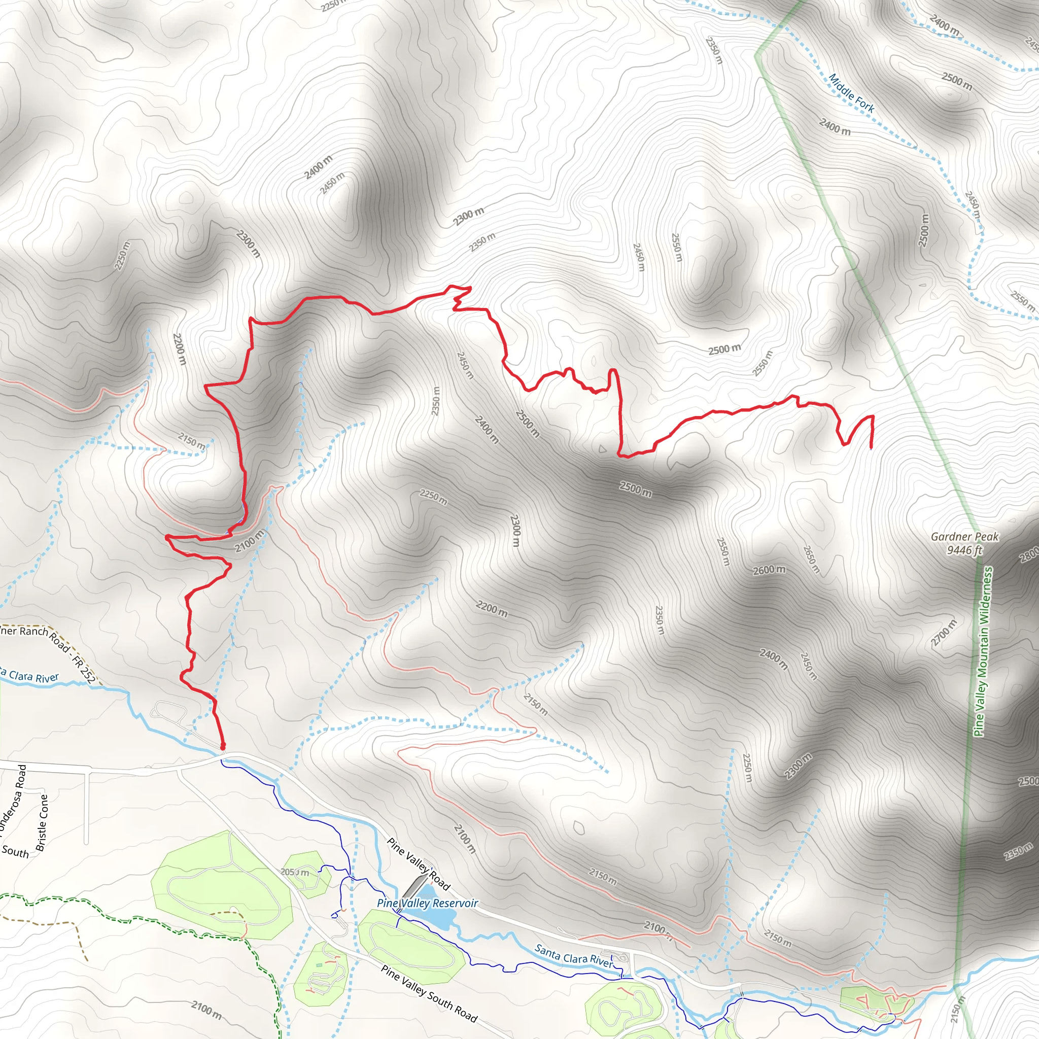 Gardner Peak Trail mobile static map