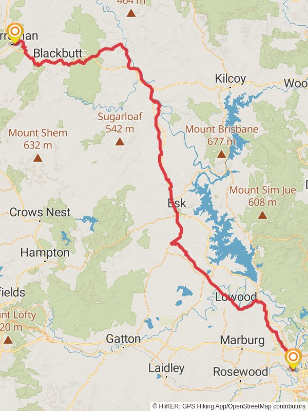 Brisbane Valley Rail Trail mobile static map