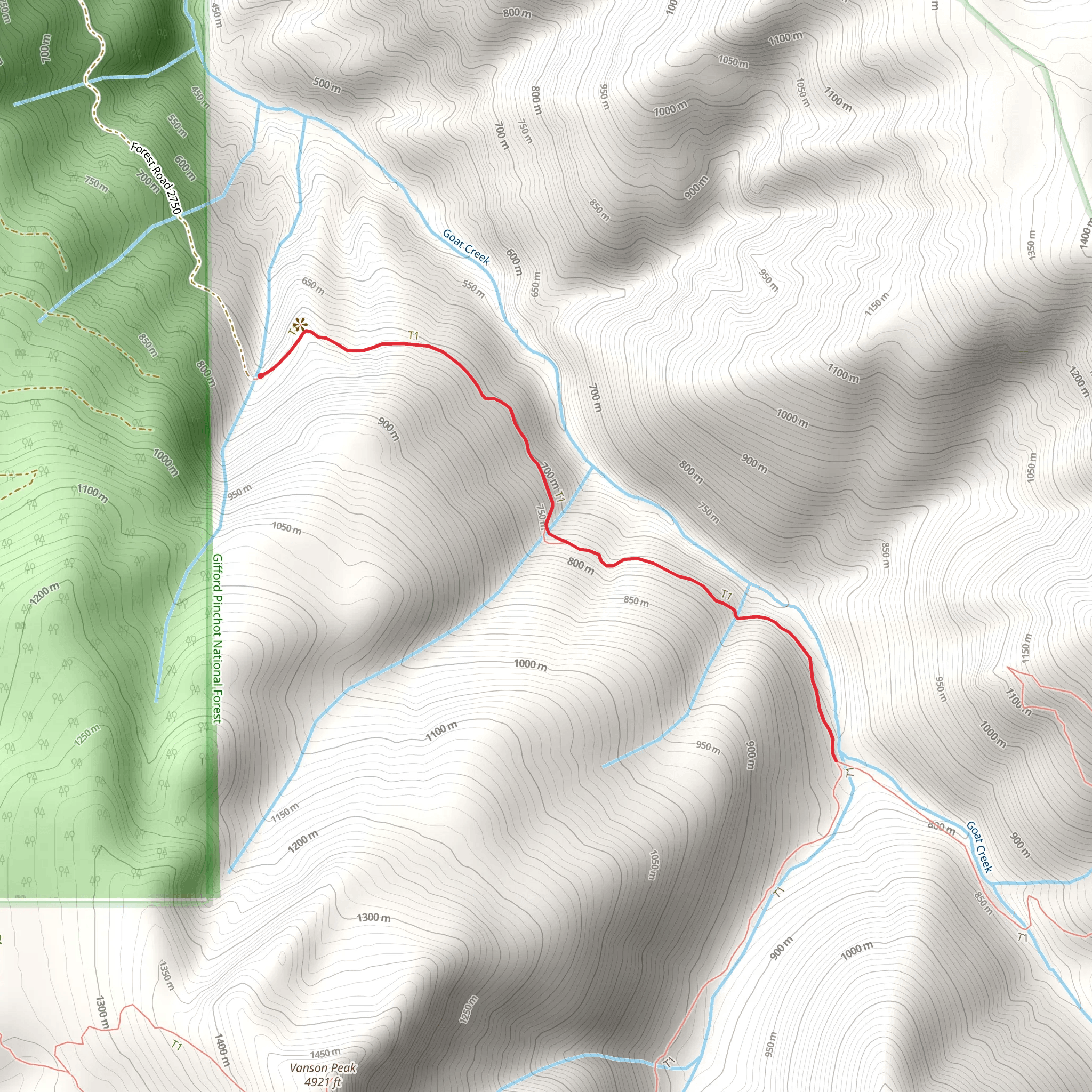 Goat Creek Trail - Short mobile static map