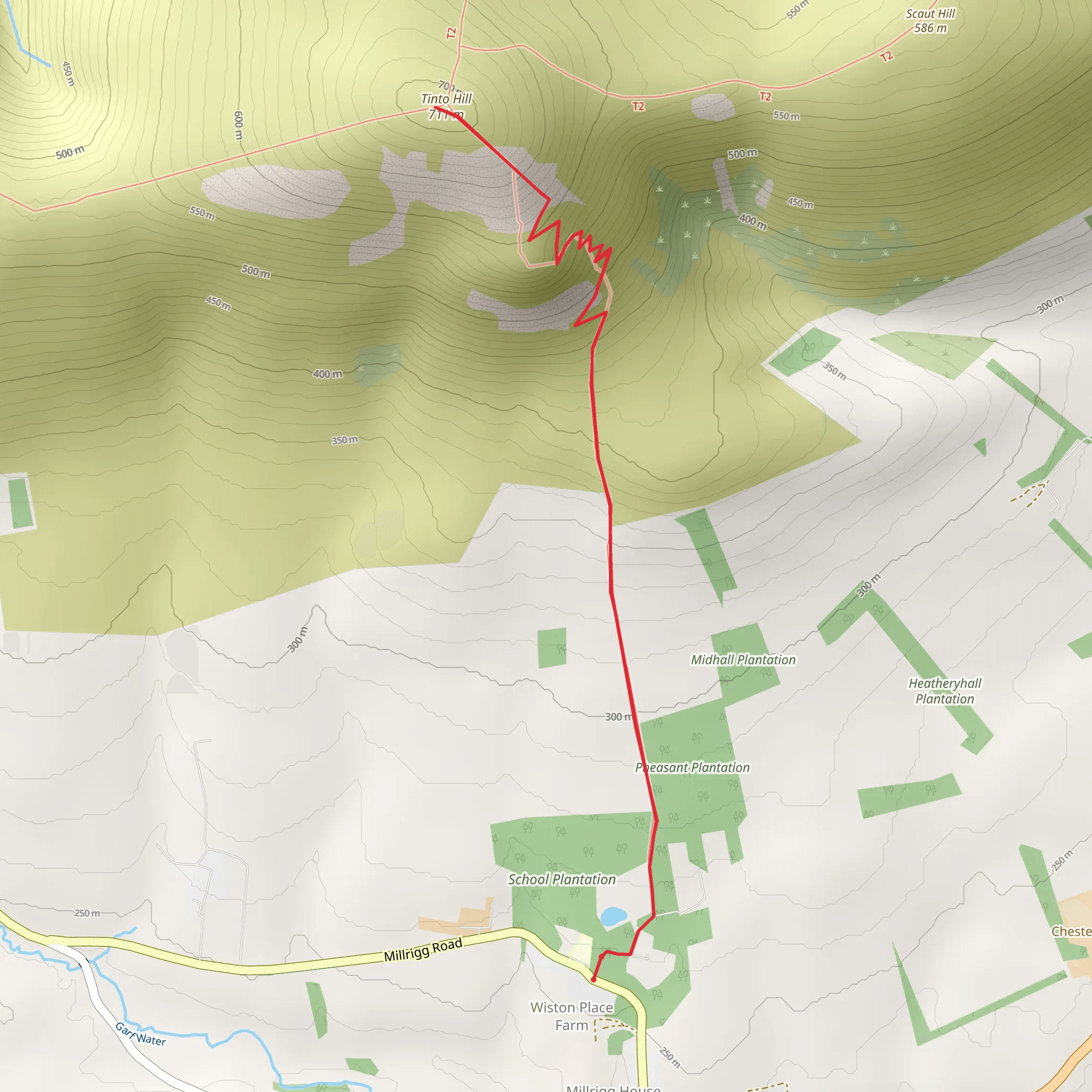 Tinto from Wiston - southern approach mobile static map