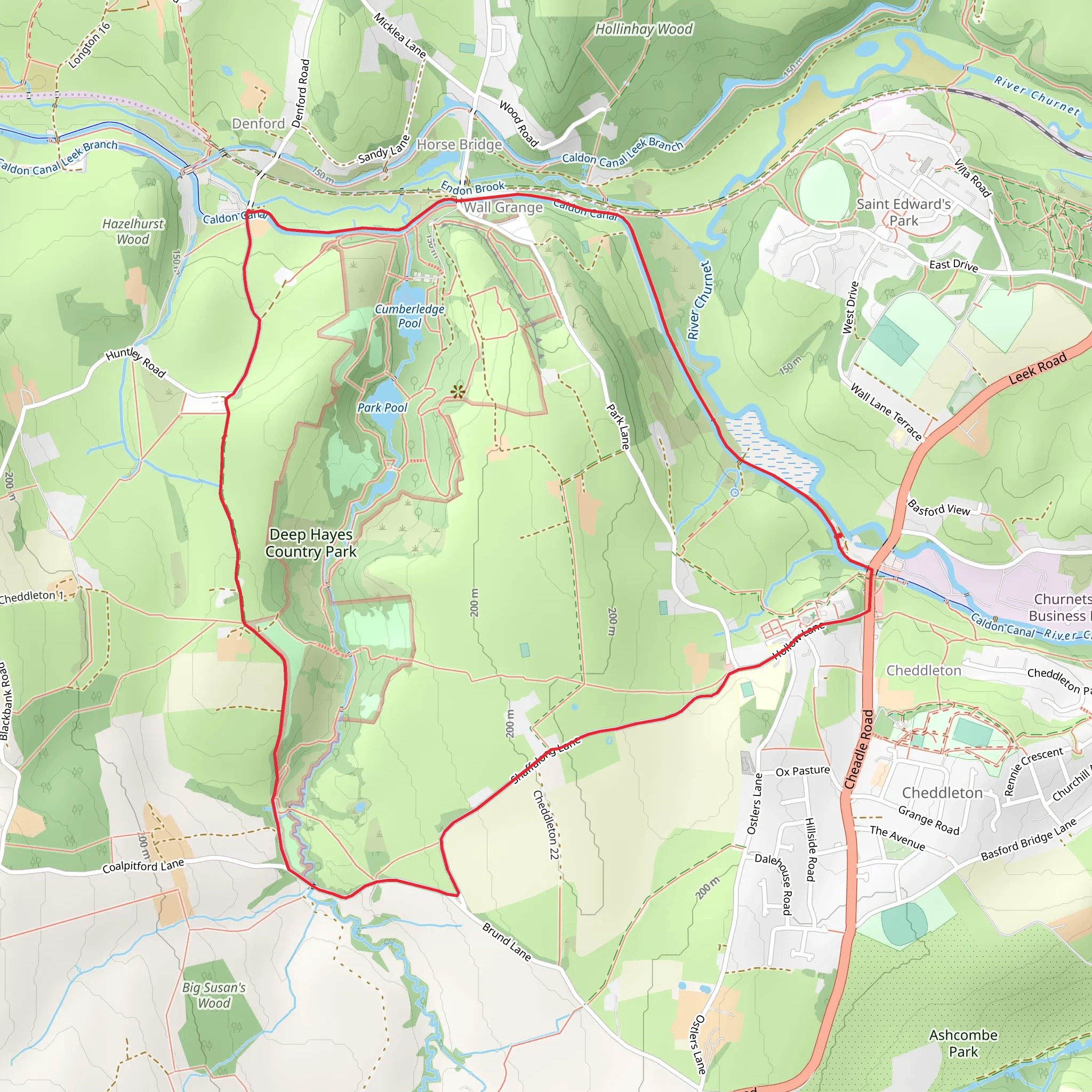 Deep Hayes Country Park Loop mobile static map