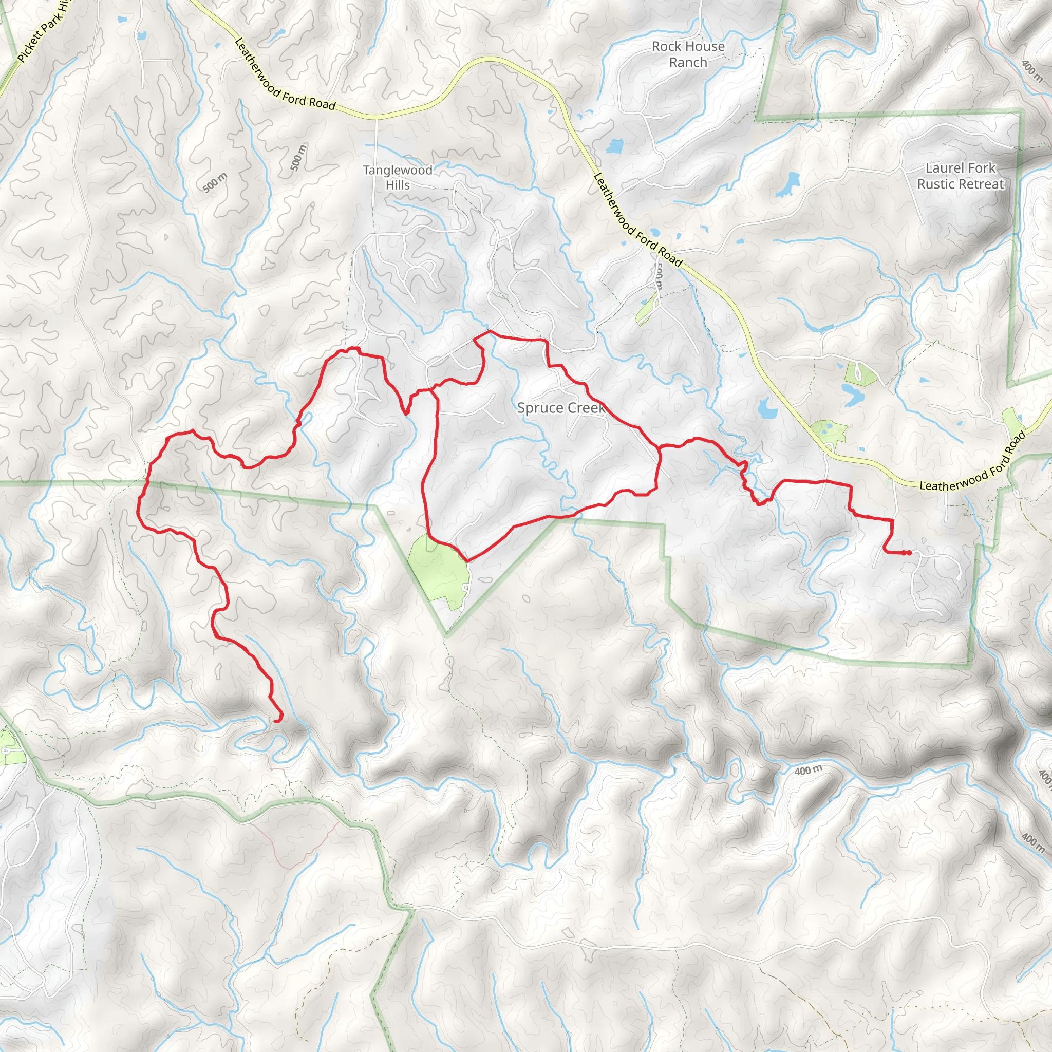 Spruce Creek Trail, Private South Fork pop and Wild Cat Den Loop Trail mobile static map